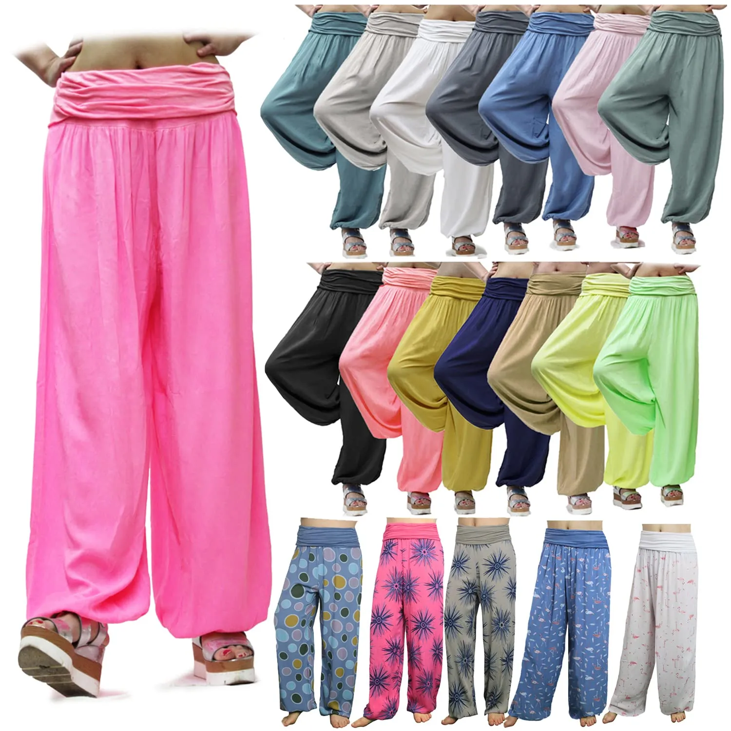 GLAMEXX24 Pantaloni Harem Donna Larga Casual Yoga con Tasche Estivi per Jogging, Danza, Pilates - immagine 4