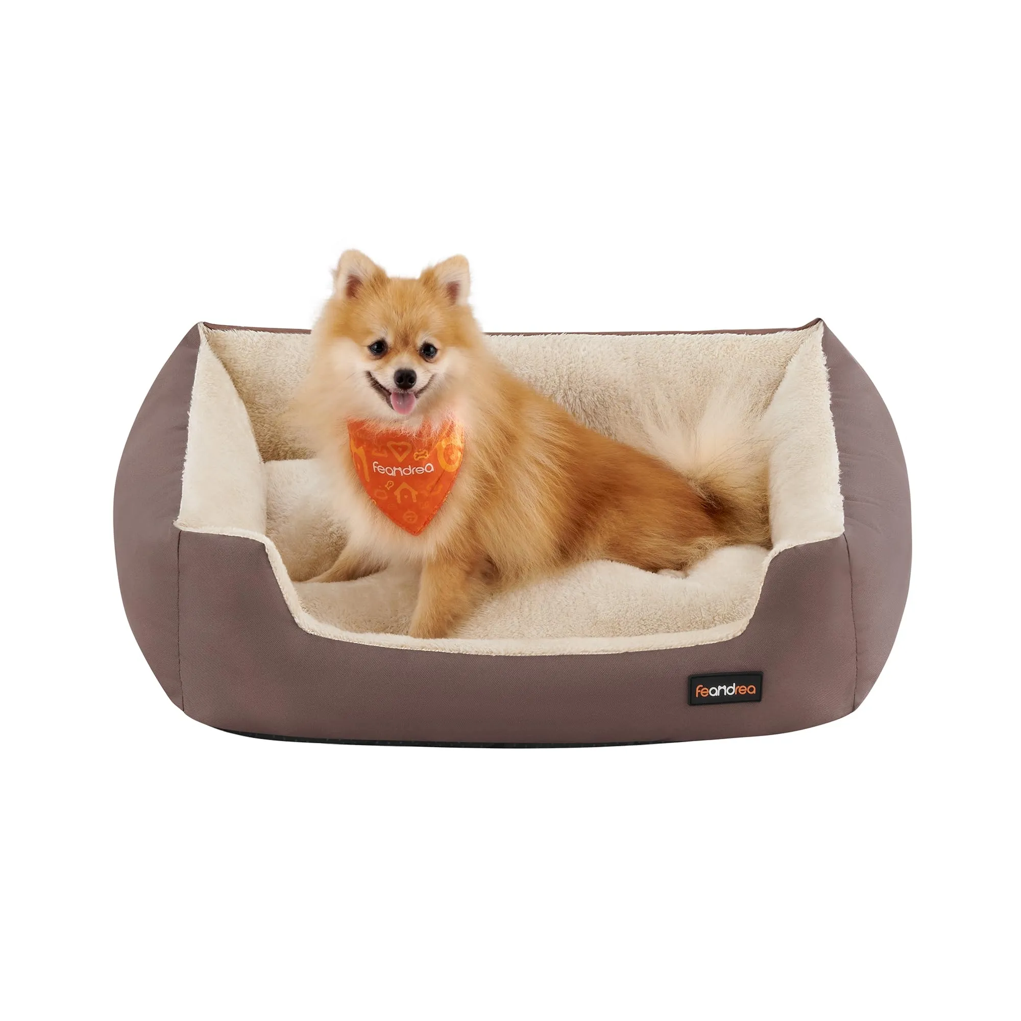 Feandrea Cuccia Cane Interno con Tappeto Rimovibile e Reversibile, 70 x 55 x 21 cm, Marrone Caffè + Beige Sabbia - immagine 1