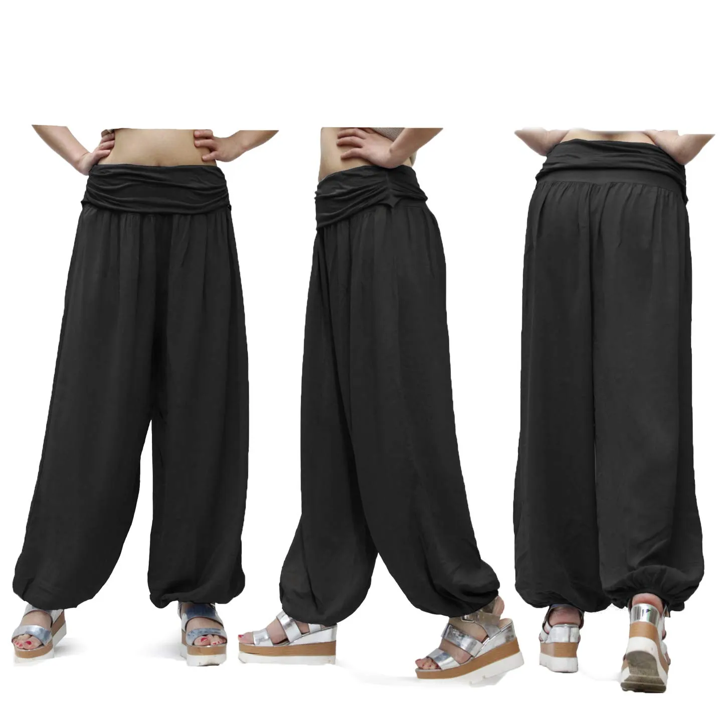 GLAMEXX24 Pantaloni Harem Donna Larga Casual con Tasche per Yoga, Jogging, Danza e Pilates - immagine 5