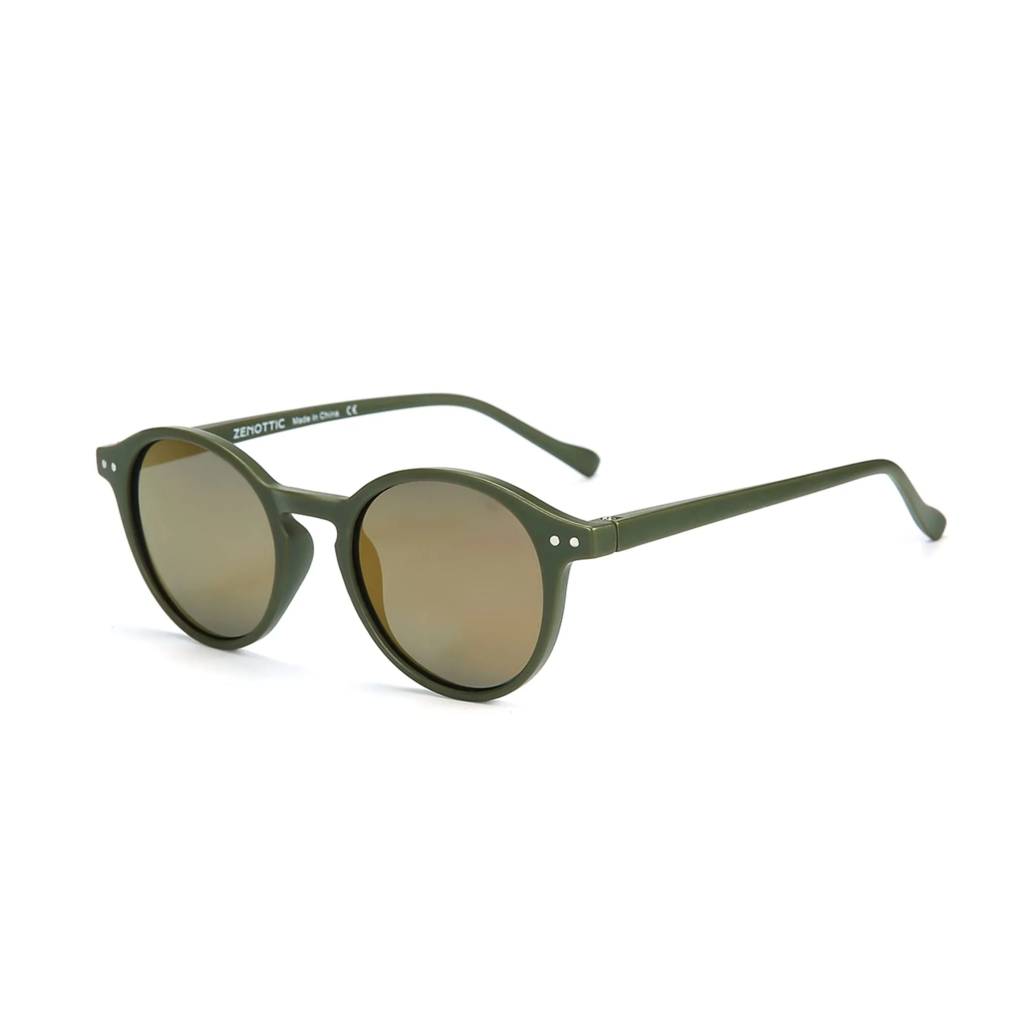 ZENOTTIC Occhiali da Sole Polarizzati Retrò Classici Rotondi UV400 Unisex (Verde Matte + Giallo Riflettente) - immagine 1