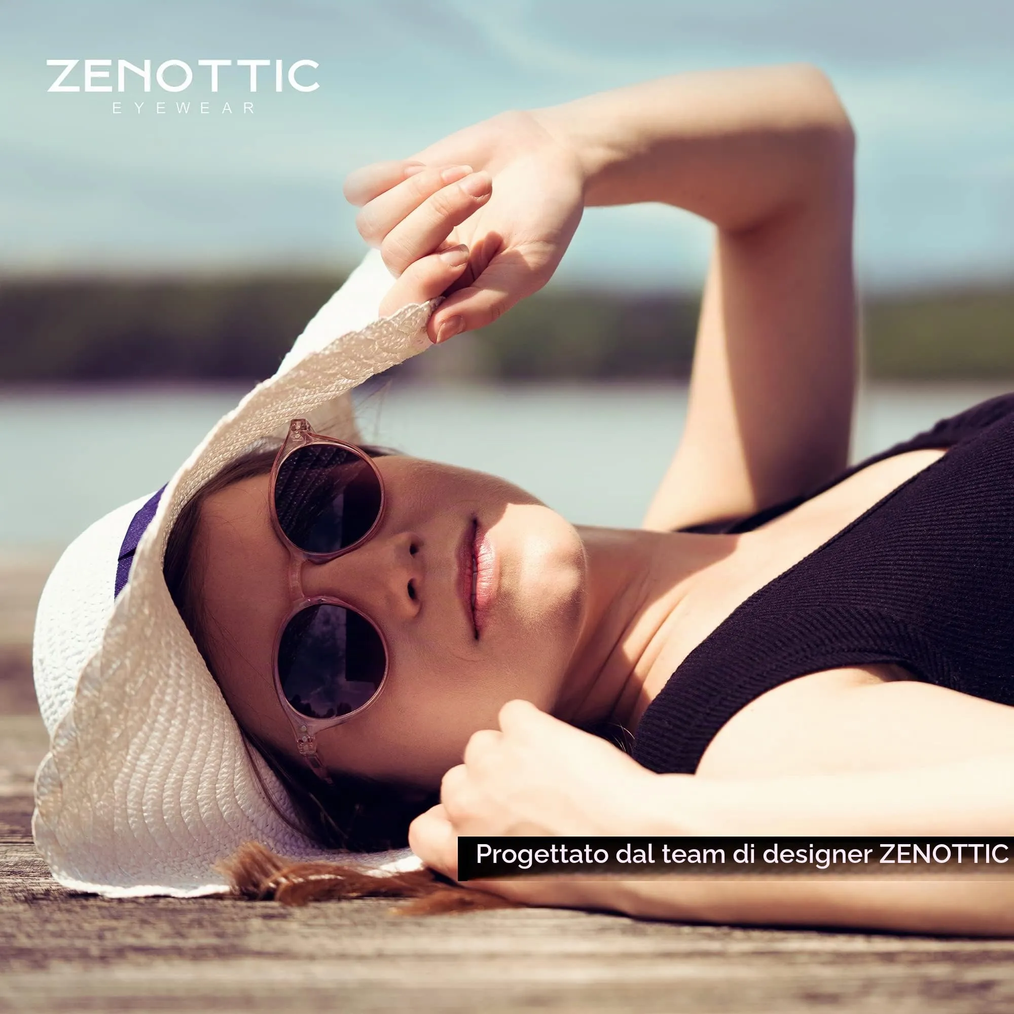 ZENOTTIC Occhiali da Sole Polarizzati Retrò Classici Rotondi UV400 Unisex (Verde Matte + Giallo Riflettente) - immagine 2