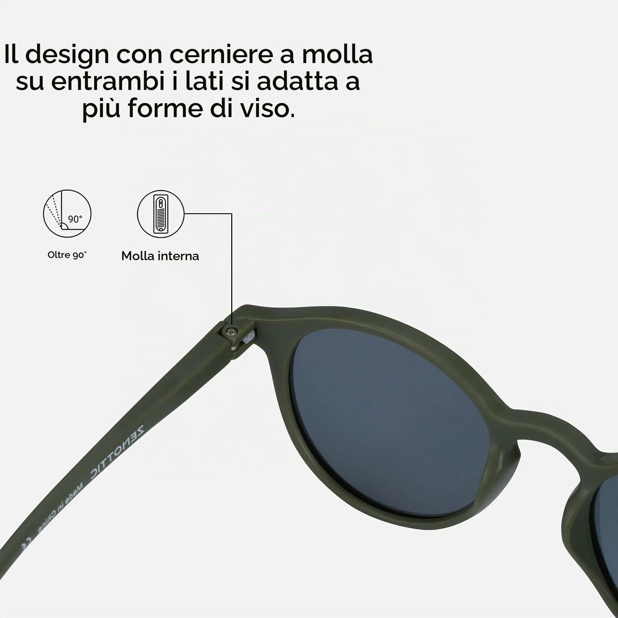 ZENOTTIC Occhiali da Sole Polarizzati Retrò Classici Rotondi UV400 Unisex (Verde Matte + Giallo Riflettente) - immagine 5