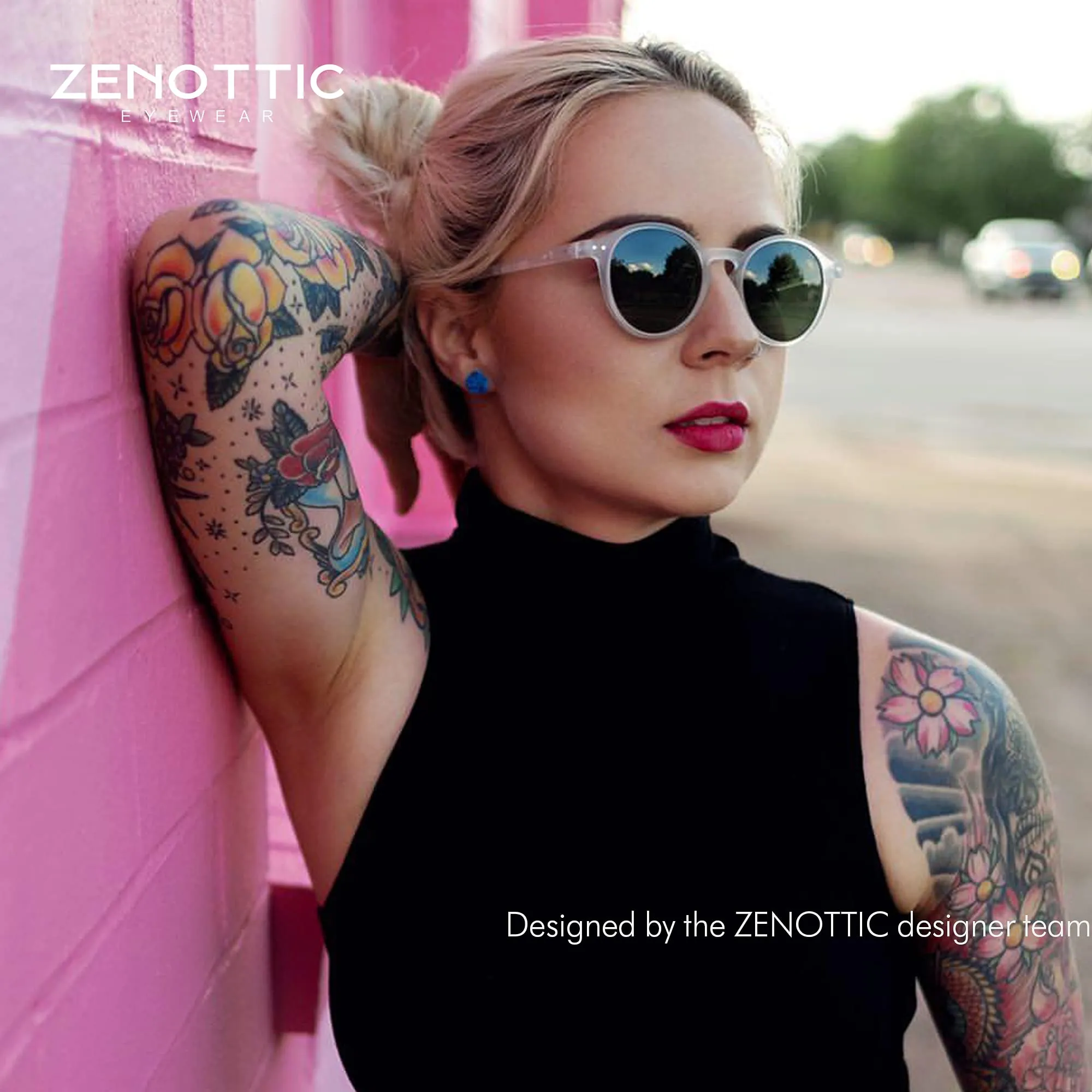 ZENOTTIC Occhiali da Sole Polarizzati Retrò Classici Rotondi UV400 per Uomo e Donna (Cristallo Matte + Verde) - immagine 2