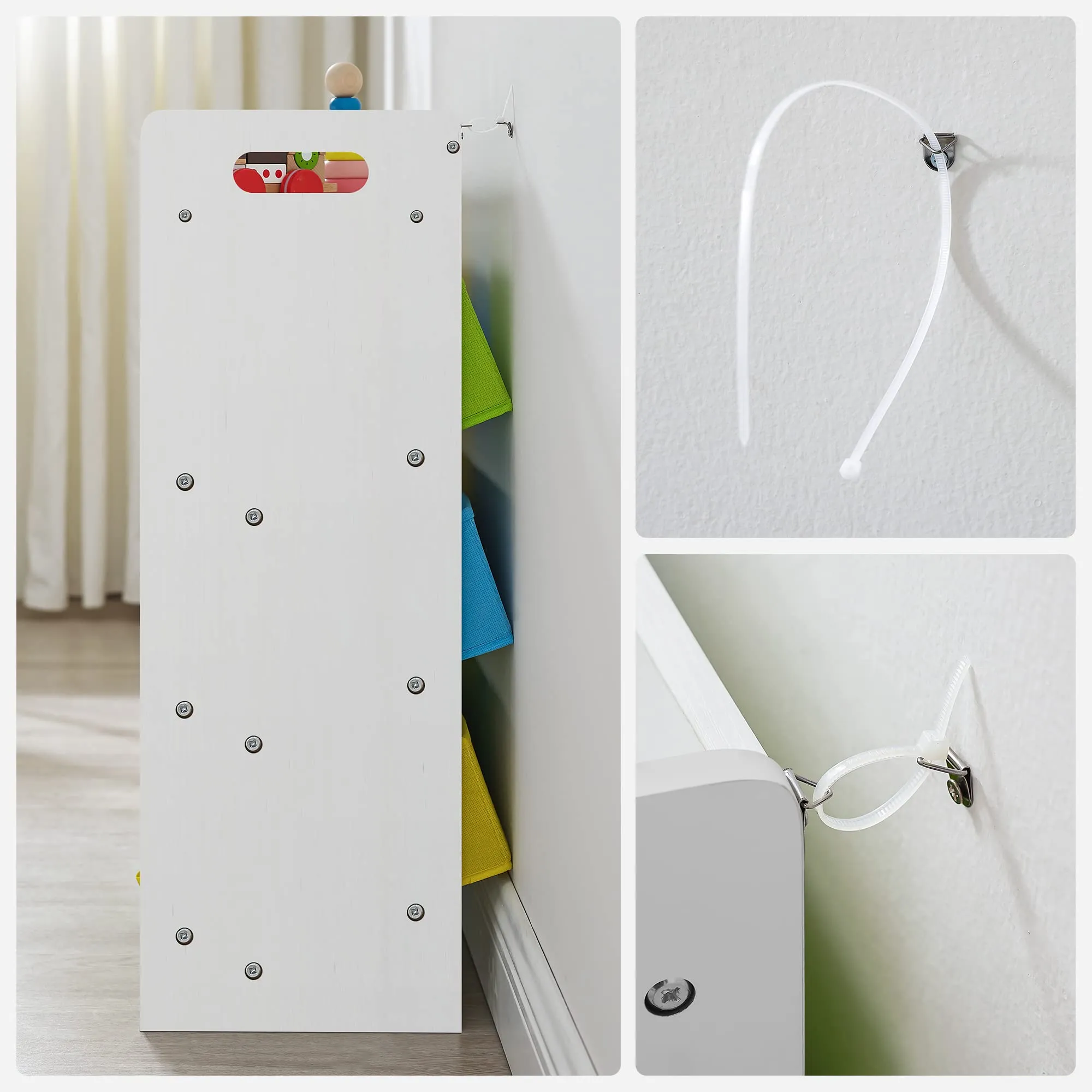 SONGMICS Scaffale per Giocattoli con 9 Contenitori di Tessuto, 86 x 26.5 x 78 cm, Bianco GKR31WT - immagine 9