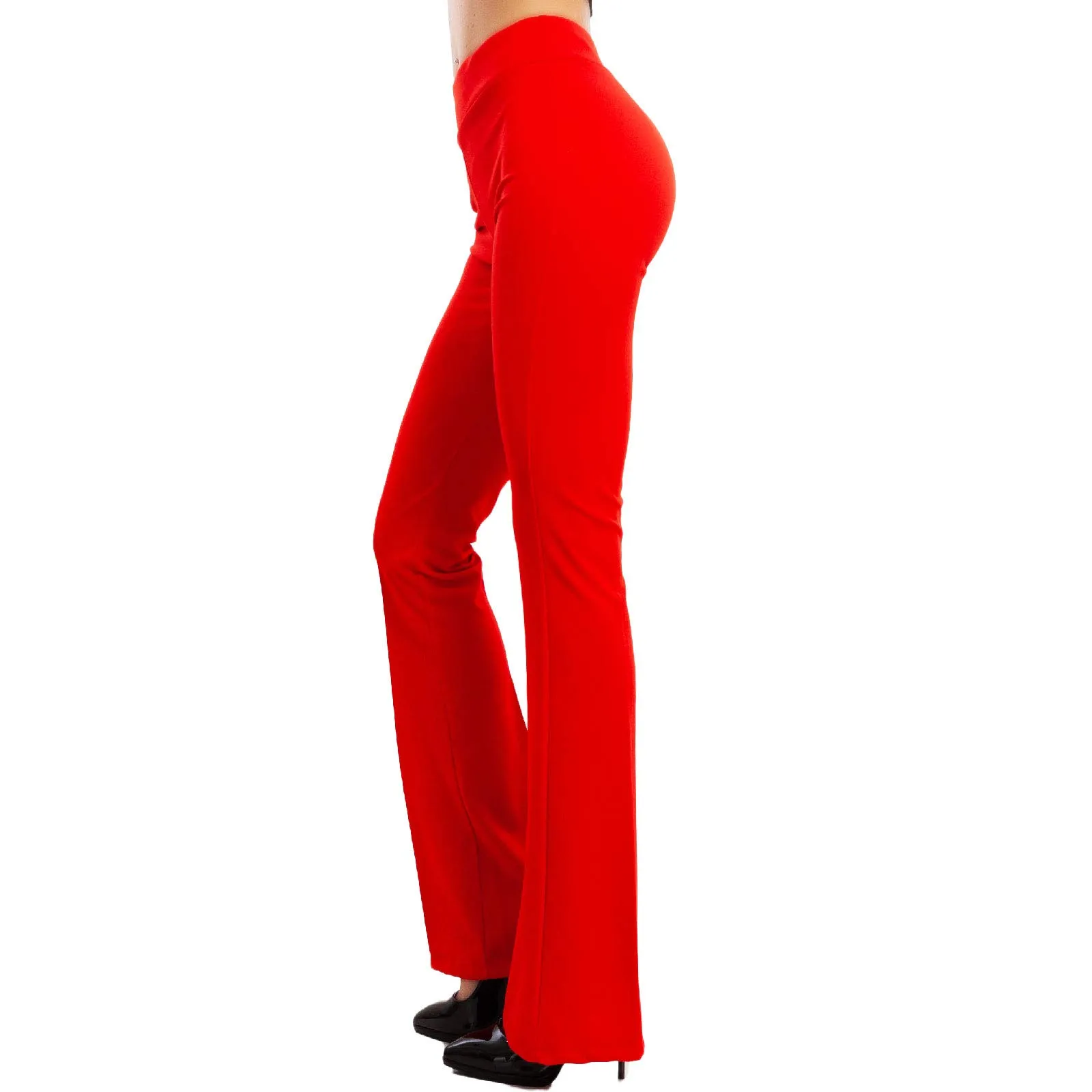Toocool Pantaloni Donna Campana Zampa Elefante Elasticizzati JL-2148, Rosso, L - immagine 2