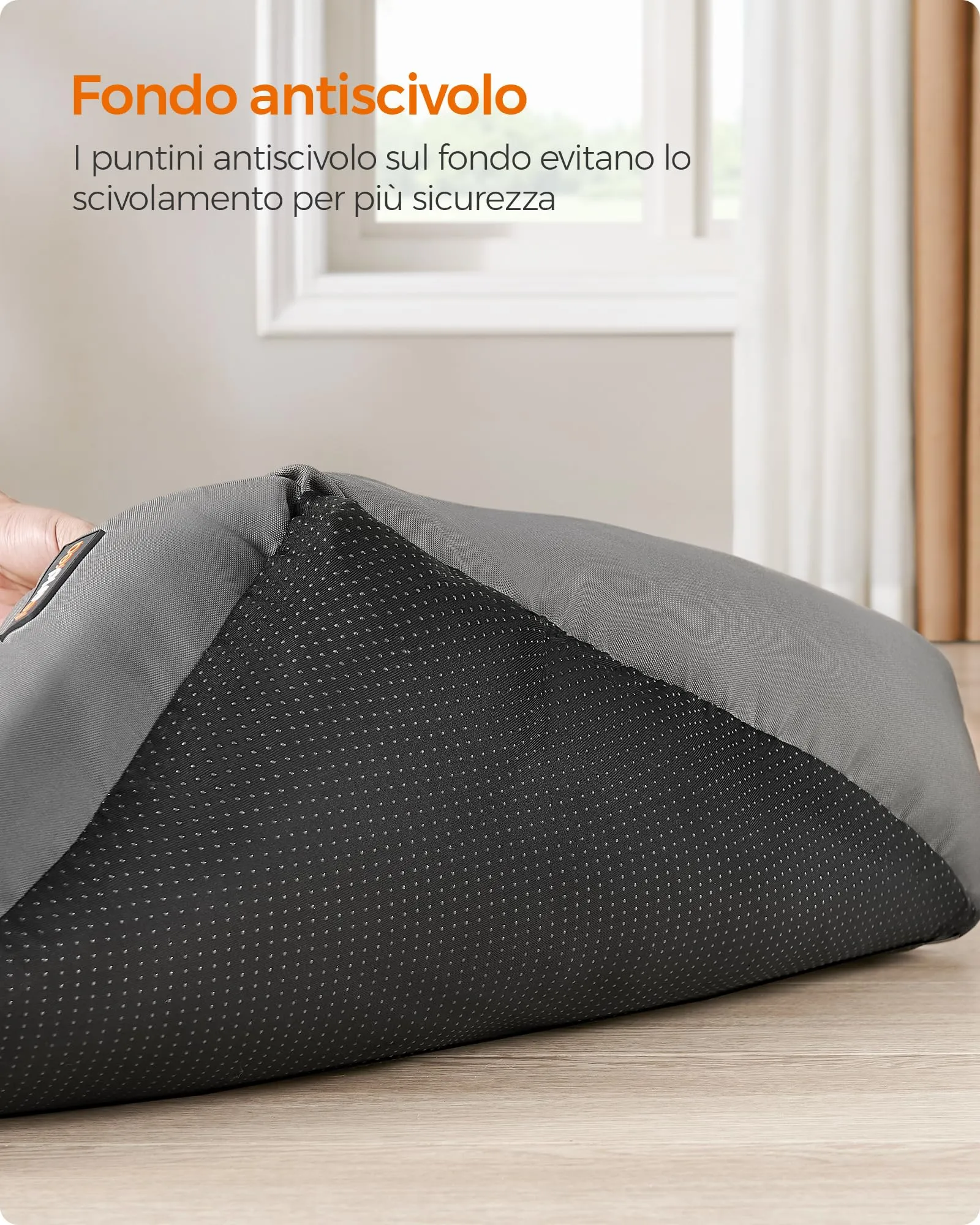 Feandrea Cuccia Cane Interno con Tappeto Rimovibile e Reversibile, 85 x 65 x 21 cm, Grigio Tortora + Beige Sabbia - immagine 5