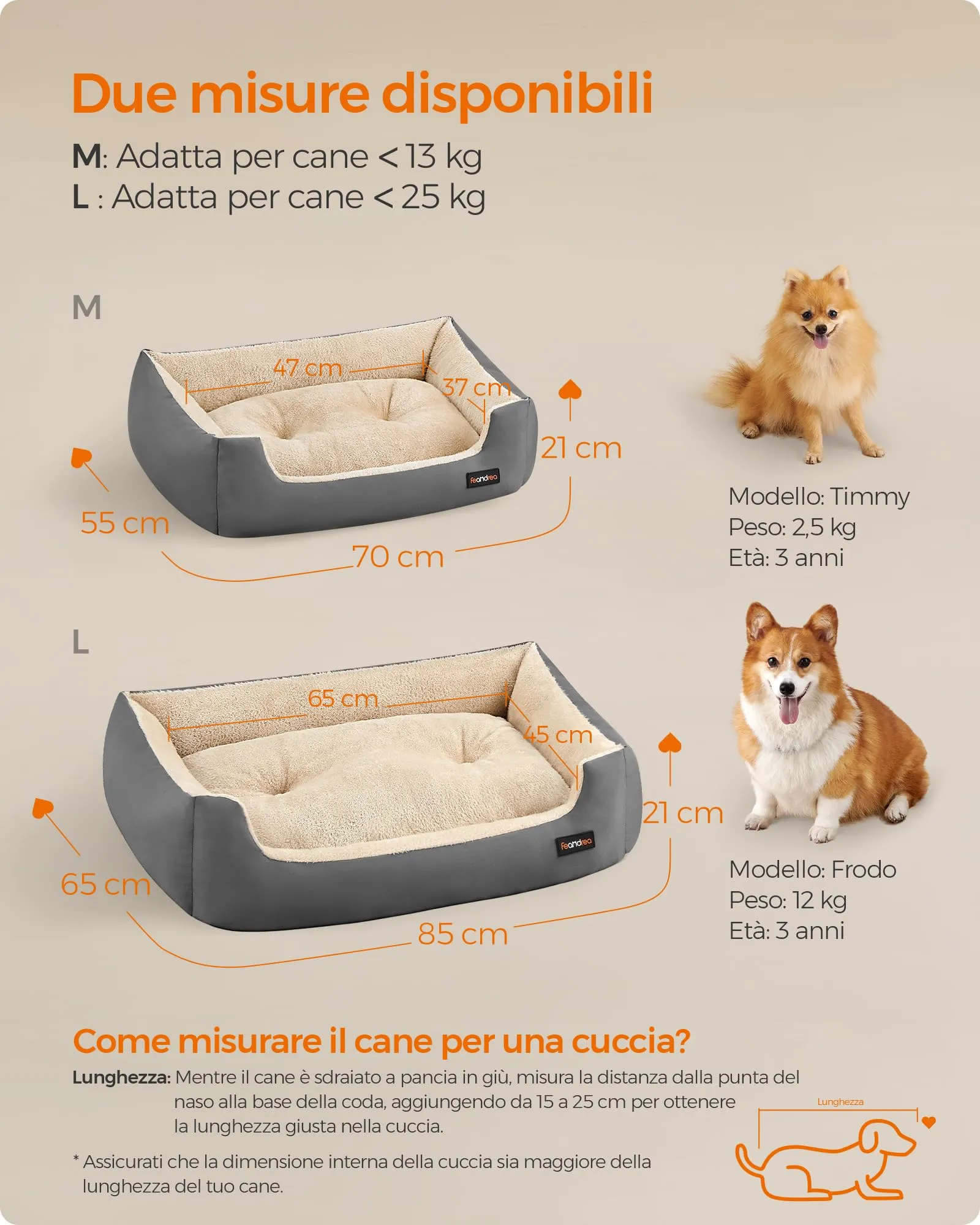 Feandrea Cuccia Cane Interno con Tappeto Rimovibile e Reversibile, 85 x 65 x 21 cm, Grigio Tortora + Beige Sabbia - immagine 7