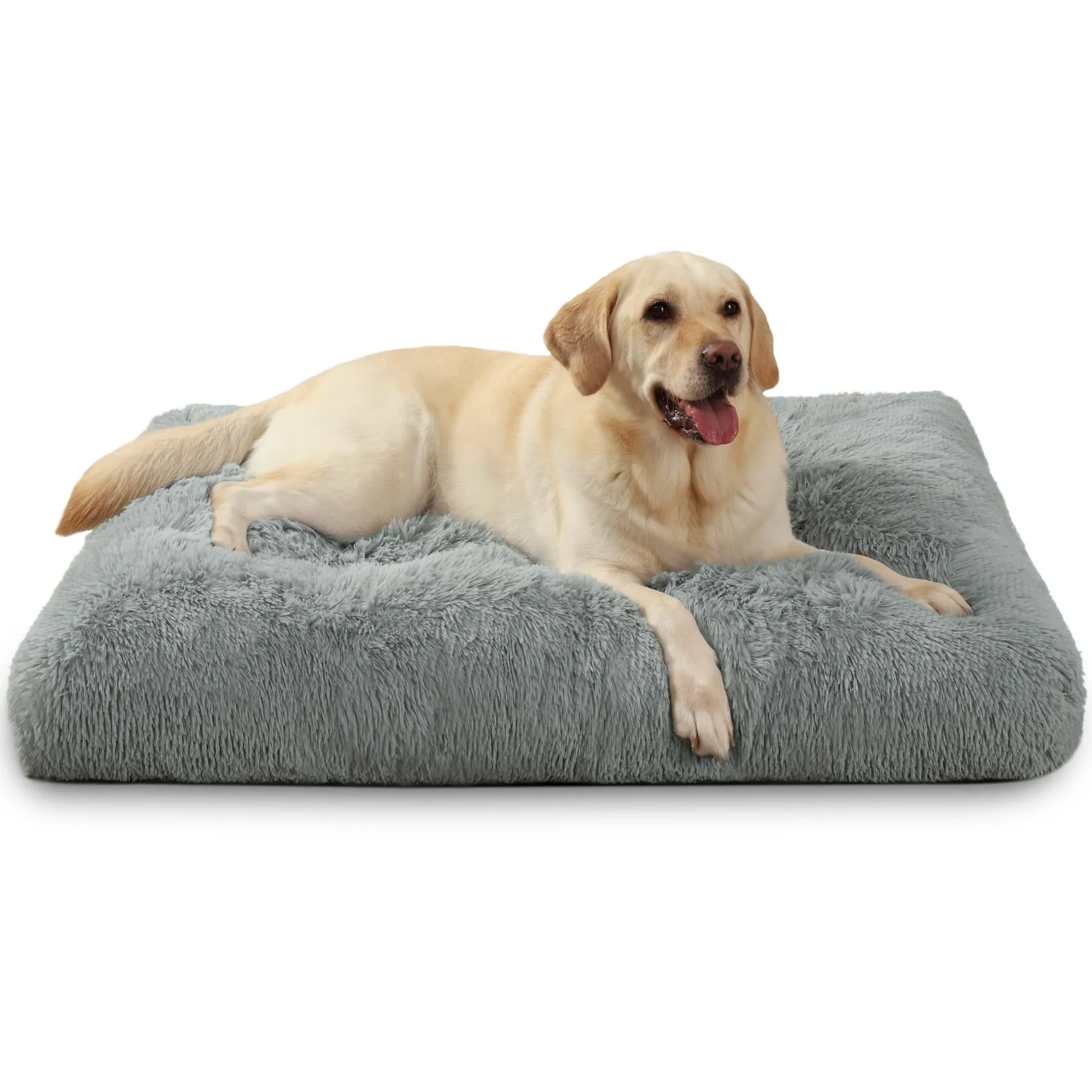 KSIIA Cuccia per cani in peluche, 105 x 70 cm, fondo antiscivolo, lavabile, grigio - immagine 1
