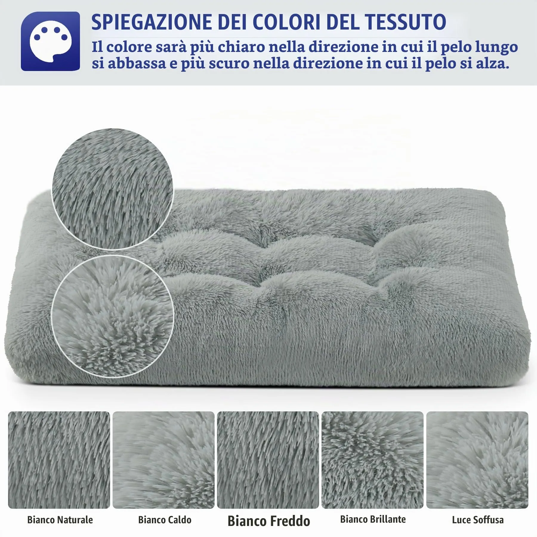 KSIIA Cuccia per cani in peluche, 105 x 70 cm, fondo antiscivolo, lavabile, grigio - immagine 3