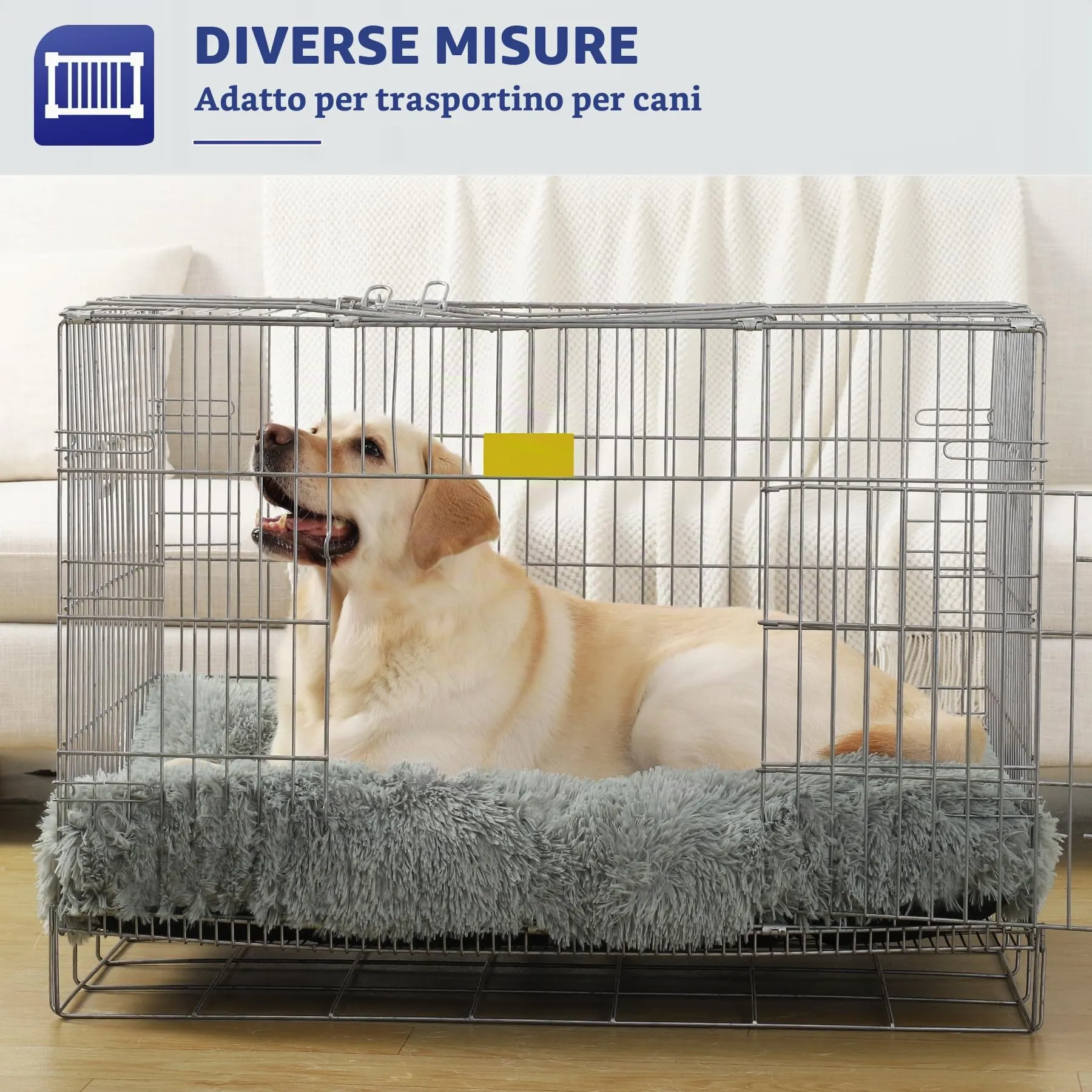 KSIIA Cuccia per cani in peluche, 90 x 60 cm, fondo antiscivolo, lavabile, grigio - immagine 7