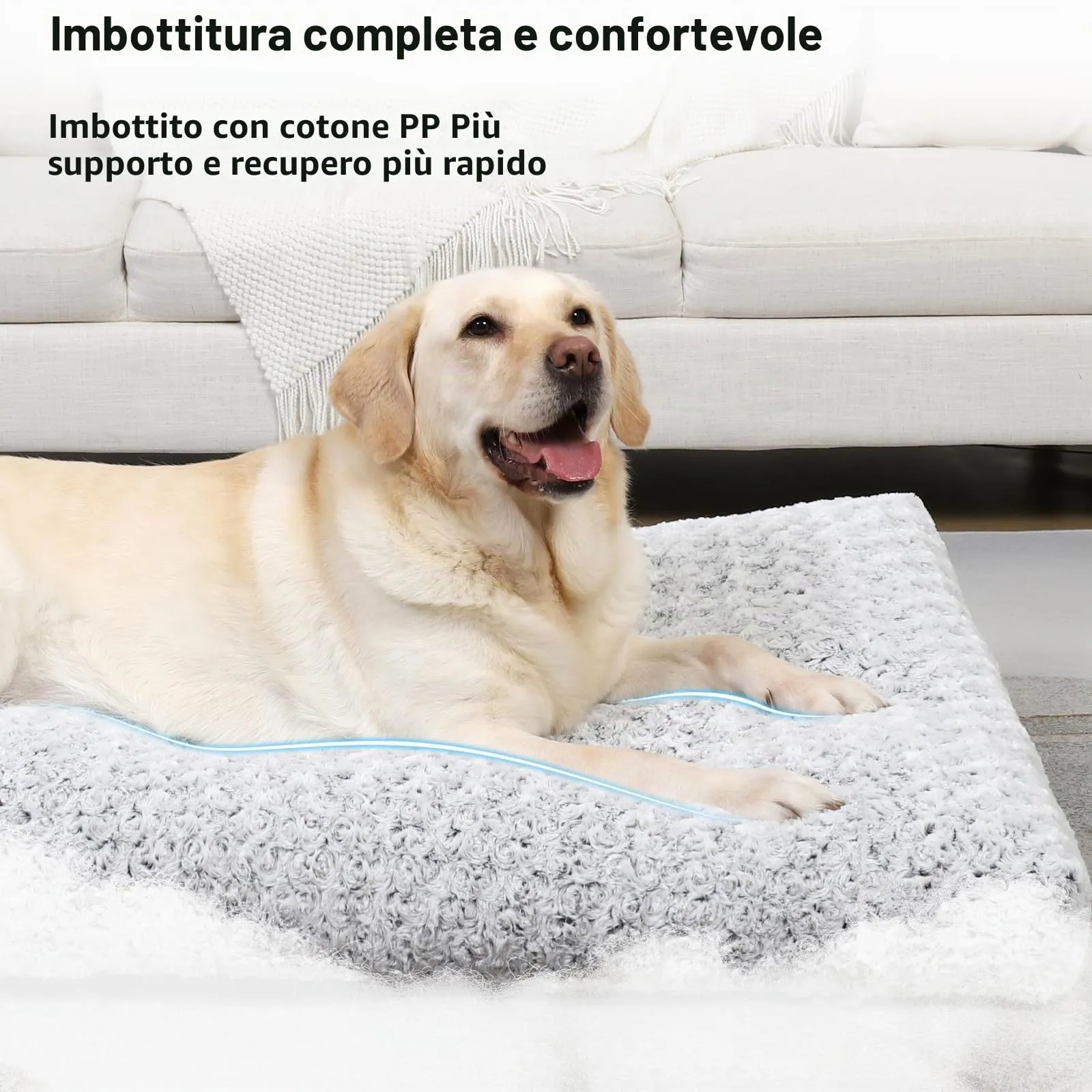 KSIIA Cuscino per Cani XL, 105x70cm, Base Antiscivolo, Lavabile in Lavatrice, Grigio - immagine 3