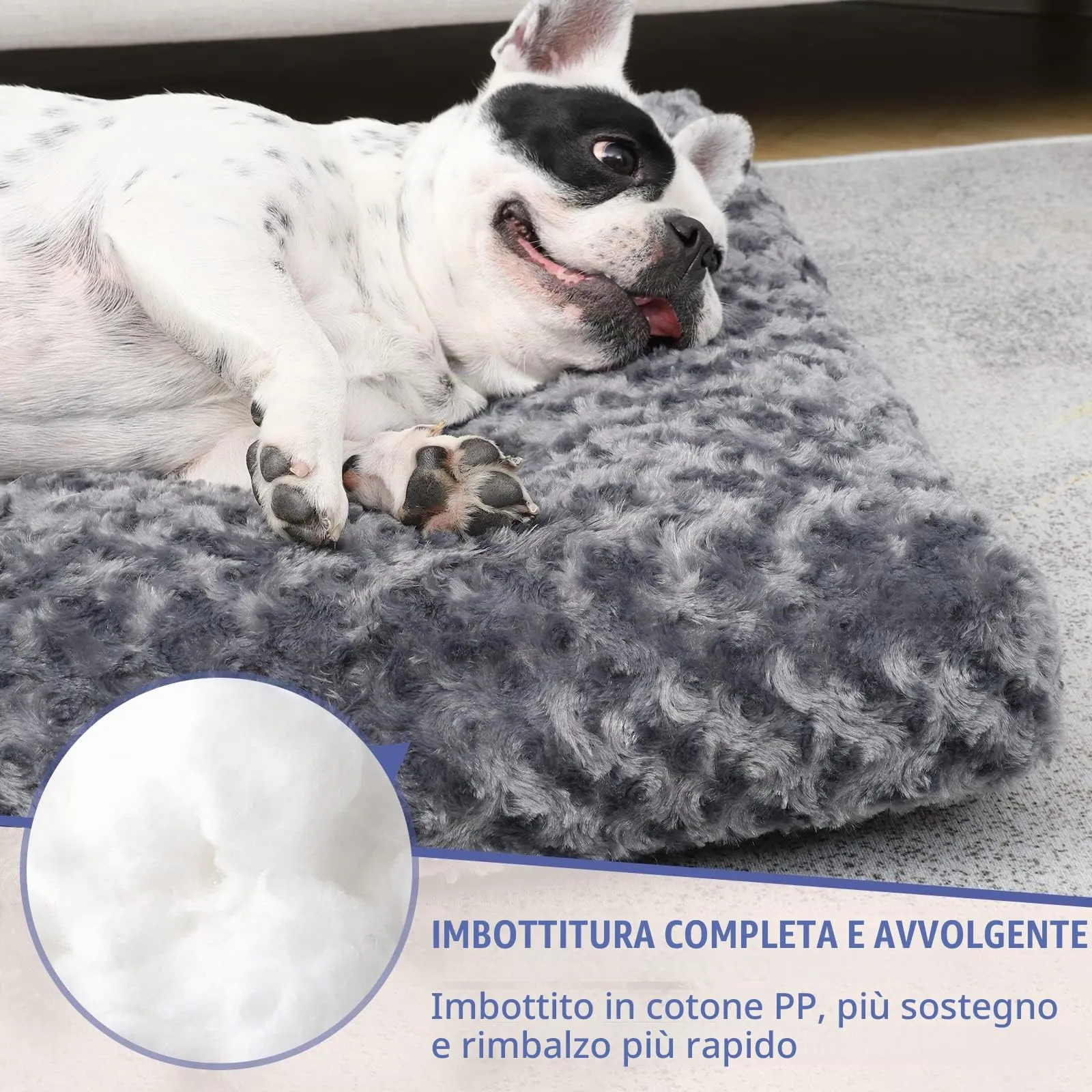 KSIIA Cuscino per Cani, 60x45cm, Base Antiscivolo, Lavabile in Lavatrice, Grigio scuro - immagine 3
