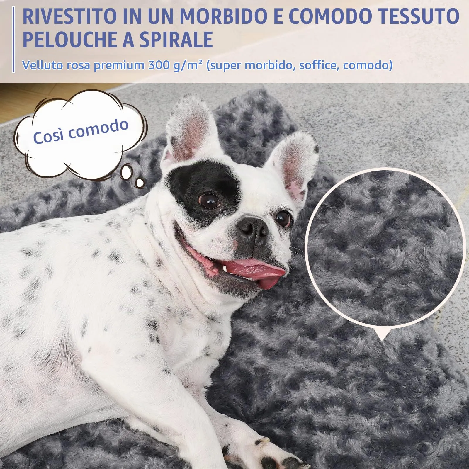 KSIIA Cuscino per Cani, 60x45cm, Base Antiscivolo, Lavabile in Lavatrice, Grigio scuro - immagine 4