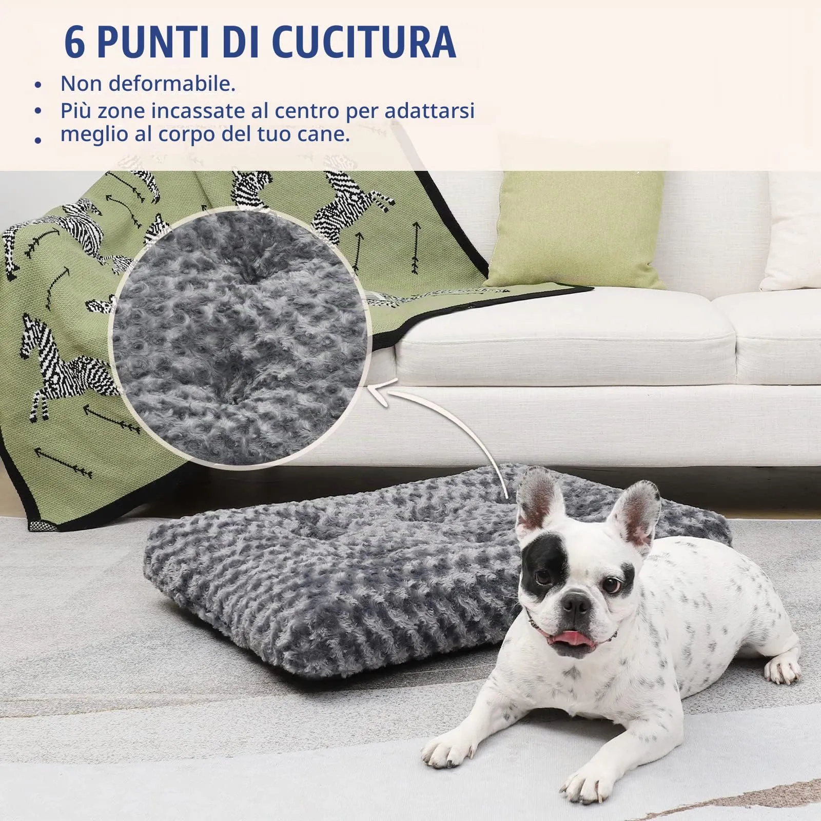 KSIIA Cuscino per Cani, 60x45cm, Base Antiscivolo, Lavabile in Lavatrice, Grigio scuro - immagine 8