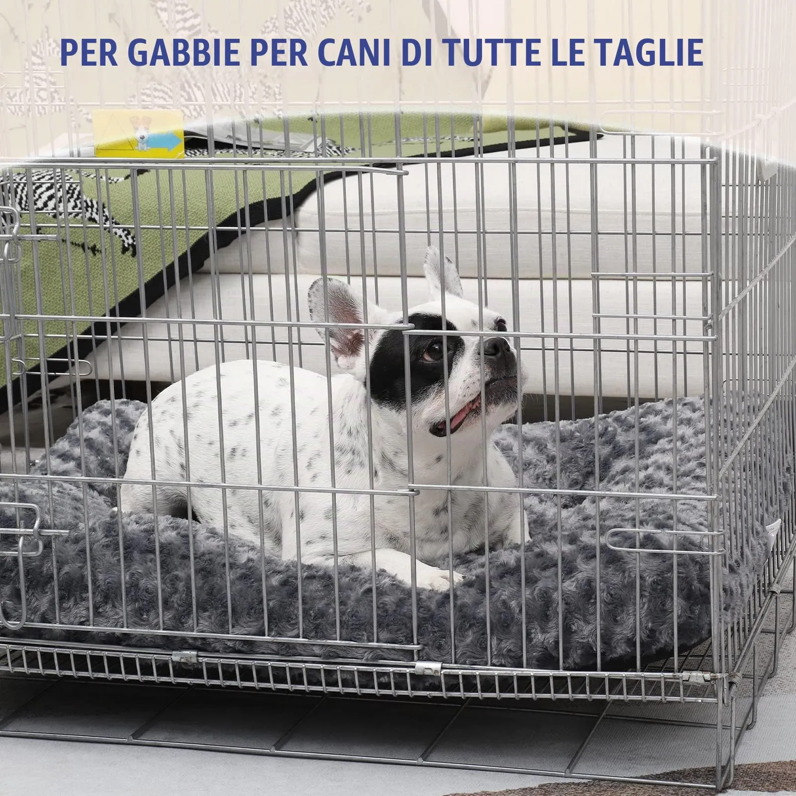 KSIIA Cuscino per Cani Taglia Media, 76x52cm, Base Antiscivolo, Lavabile in Lavatrice, Grigio scuro - immagine 8
