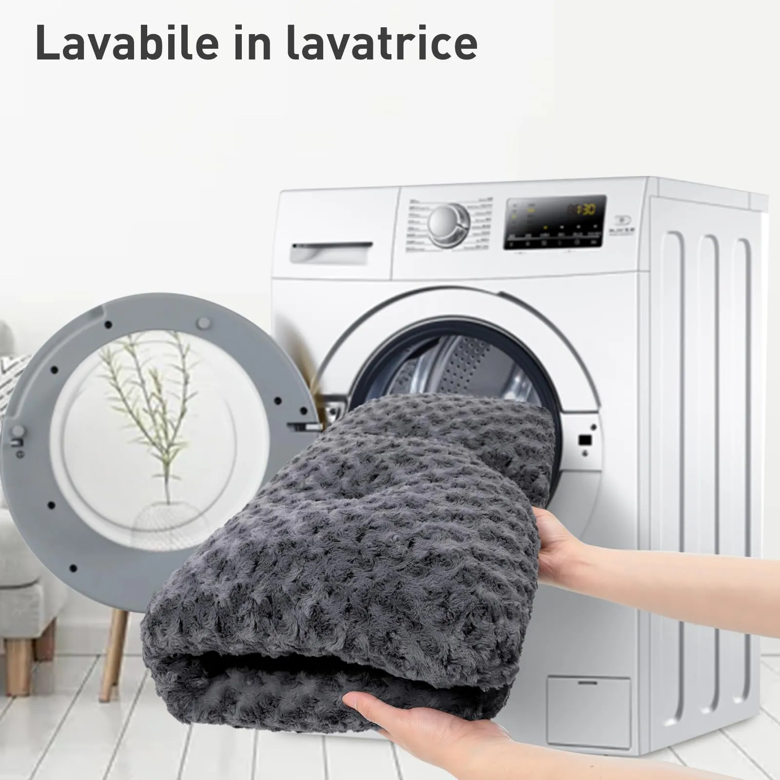 KSIIA Cuscino per Cani XL, 105x70cm, Base Antiscivolo, Lavabile in Lavatrice, Grigio scuro - immagine 4