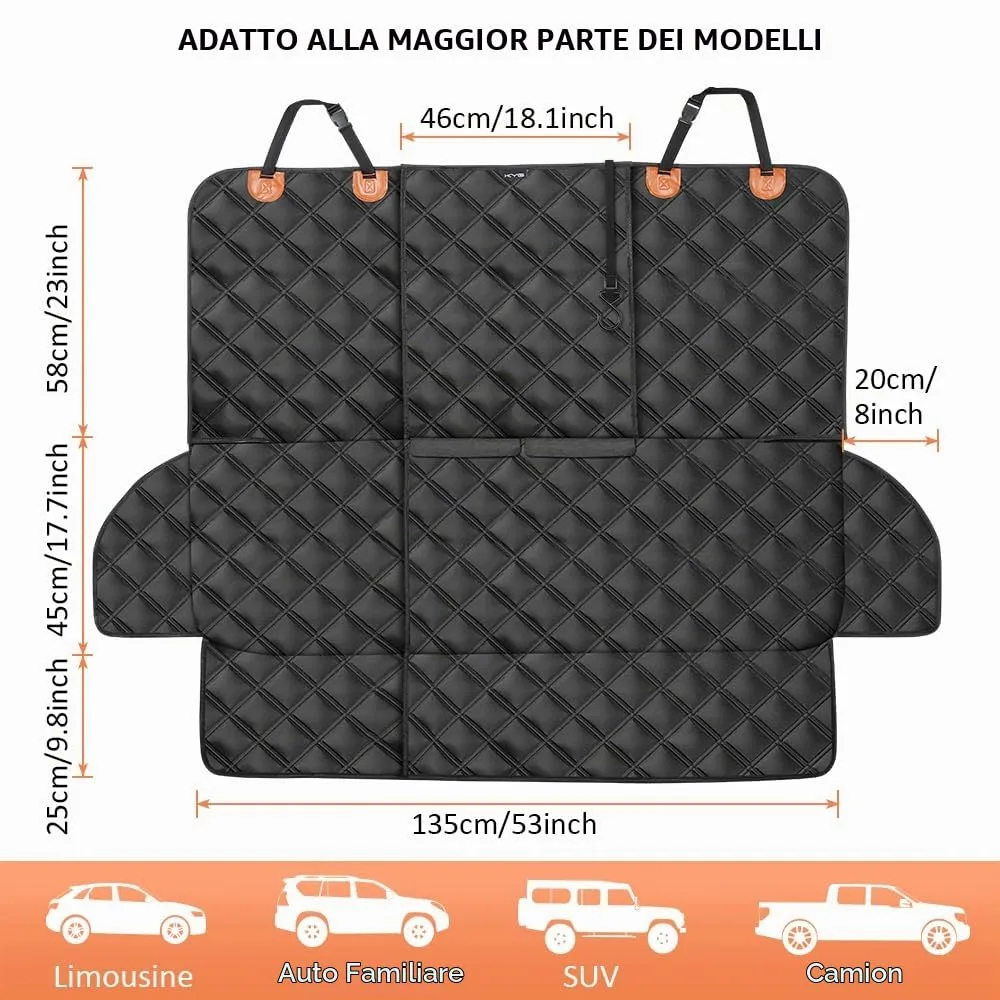 KYG Coprisedile Auto per Cani Staccabile, Antiscivolo e Antigraffio per Sedili Posteriori, Auto, SUV, Camion, 135x58x45 cm - immagine 3