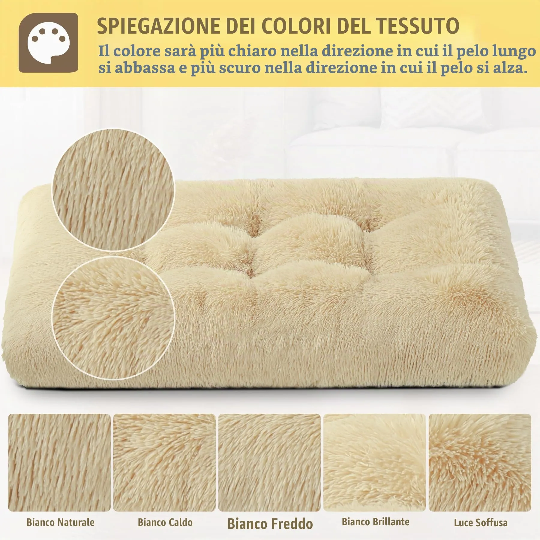 KSIIA Cuccia per Cani, Peluche Lavabile con Base Antiscivolo, 105 x 70 cm, Beige - immagine 3