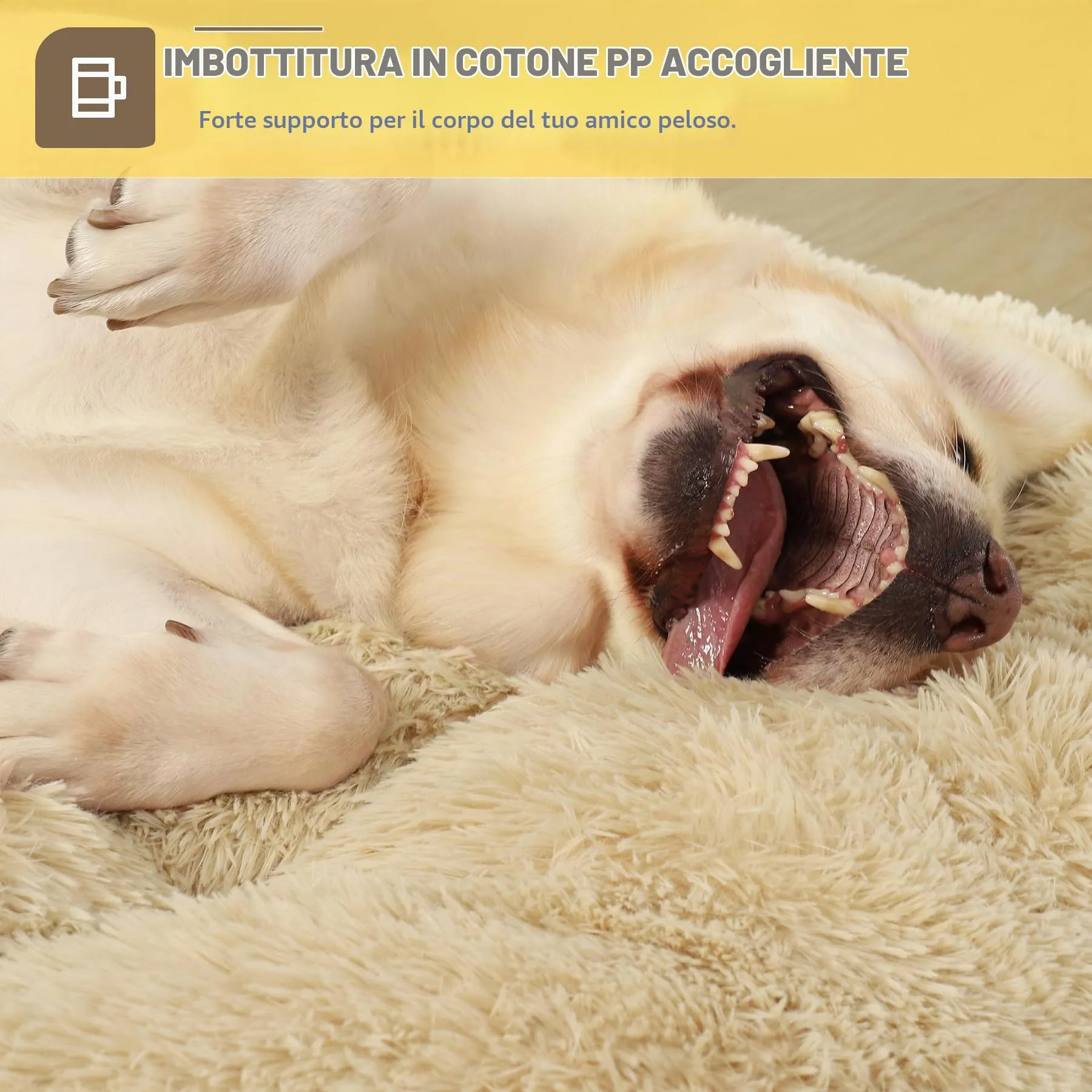 KSIIA Cuccia per Cani, Peluche Lavabile con Base Antiscivolo, 105 x 70 cm, Beige - immagine 5