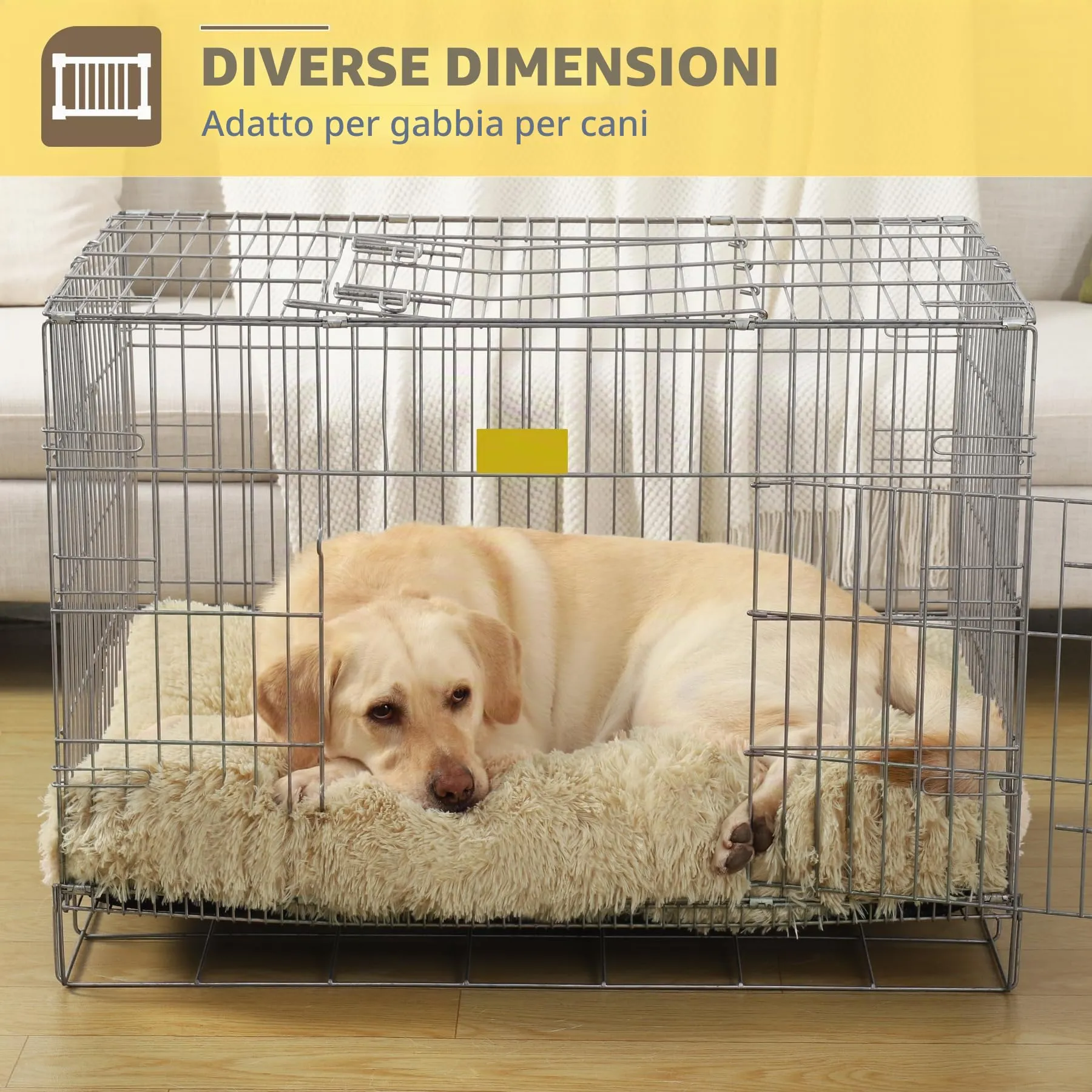 KSIIA Cuccia per Cani, Peluche Lavabile con Base Antiscivolo, 105 x 70 cm, Beige - immagine 7