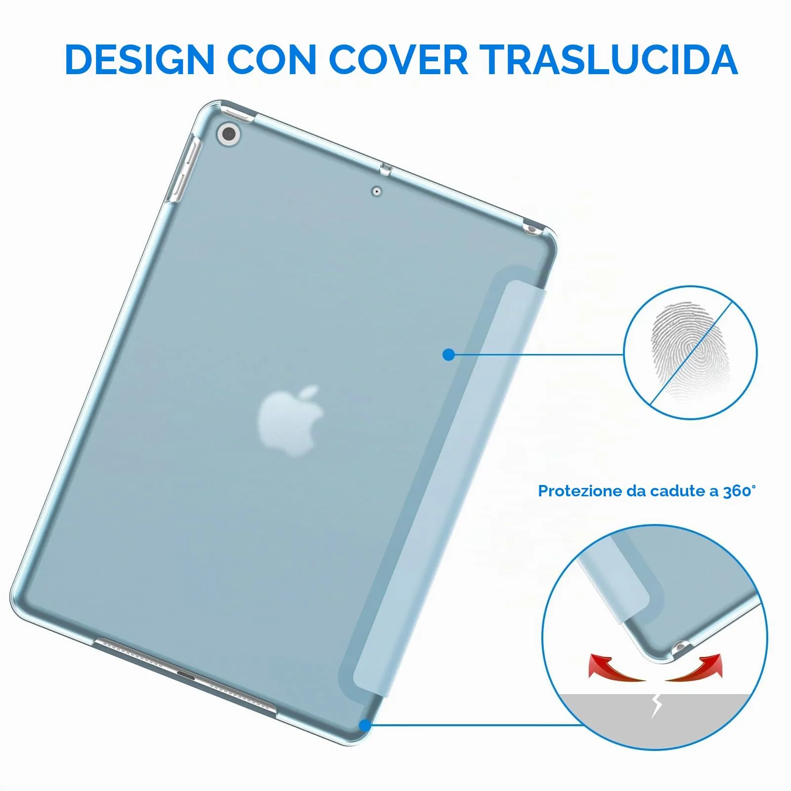 JETech Custodia per iPad 9ª/8ª/7ª Gen 10,2", Azzurro - immagine 4