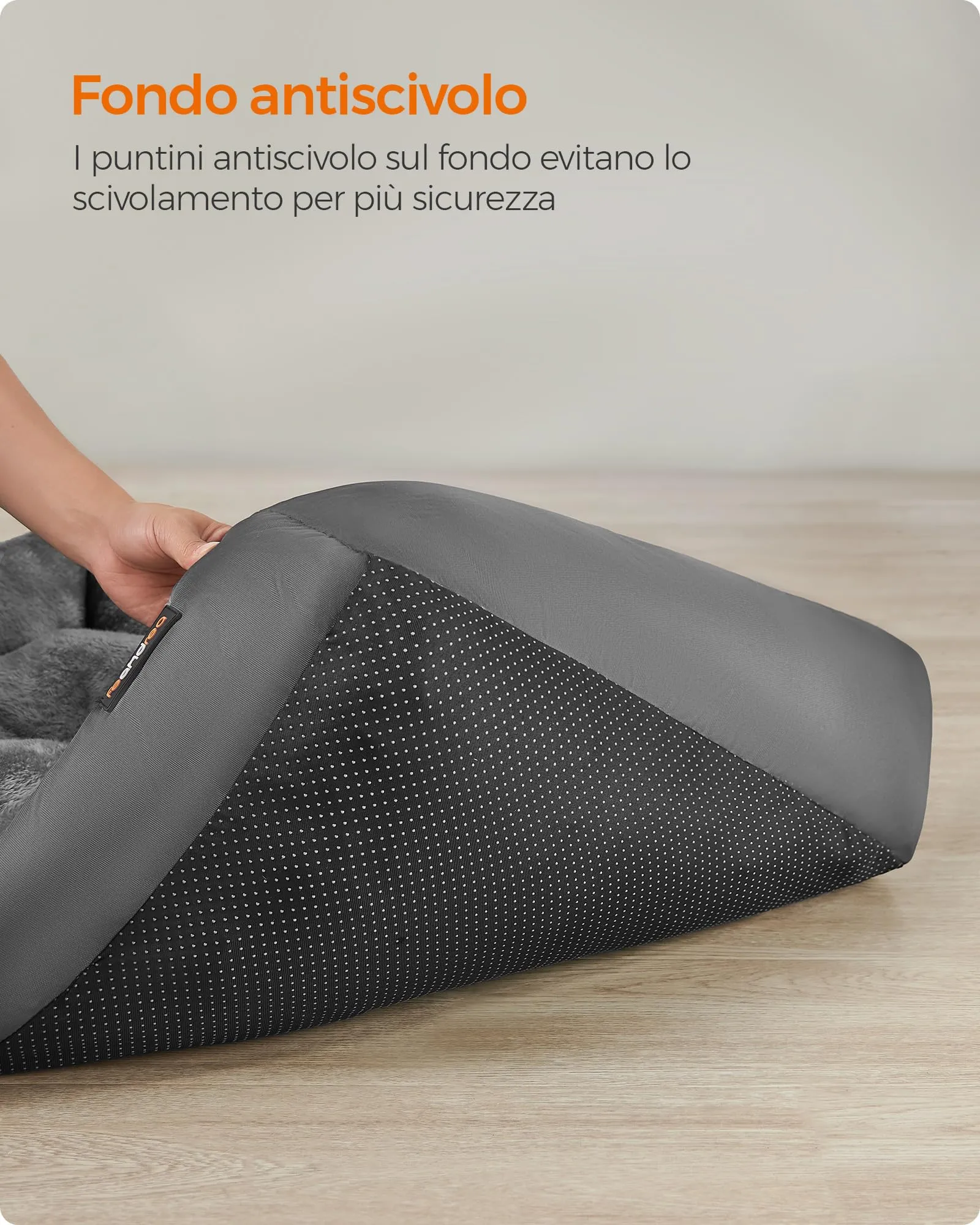 Feandrea Cuccia Cane Interno con Tappeto Rimovibile e Reversibile, 85 x 65 x 21 cm, Grigio Ardesia + Grigio Tortora - immagine 5