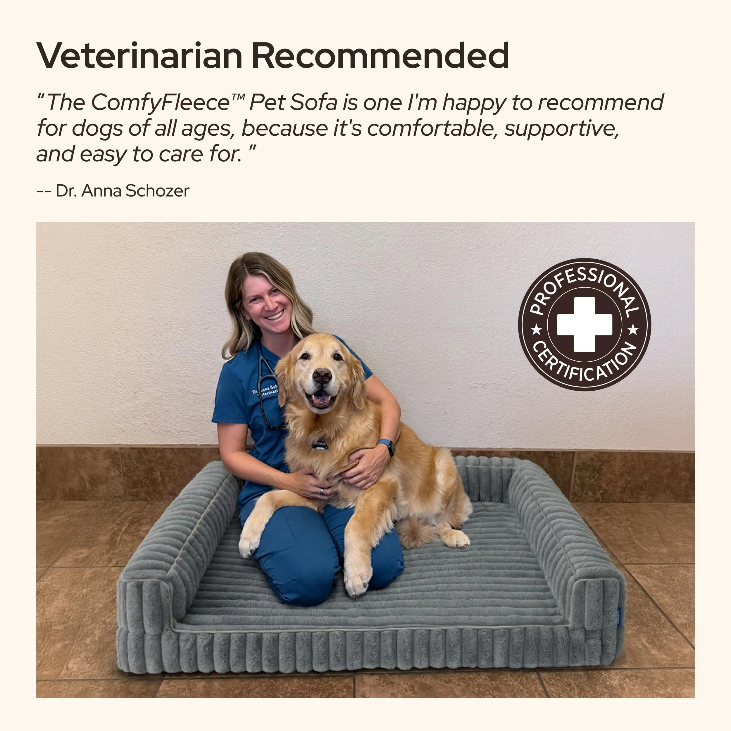 Bedsure ComfyFleece Letto ortopedico per cani in memory foam, XL, Avorio - immagine 2