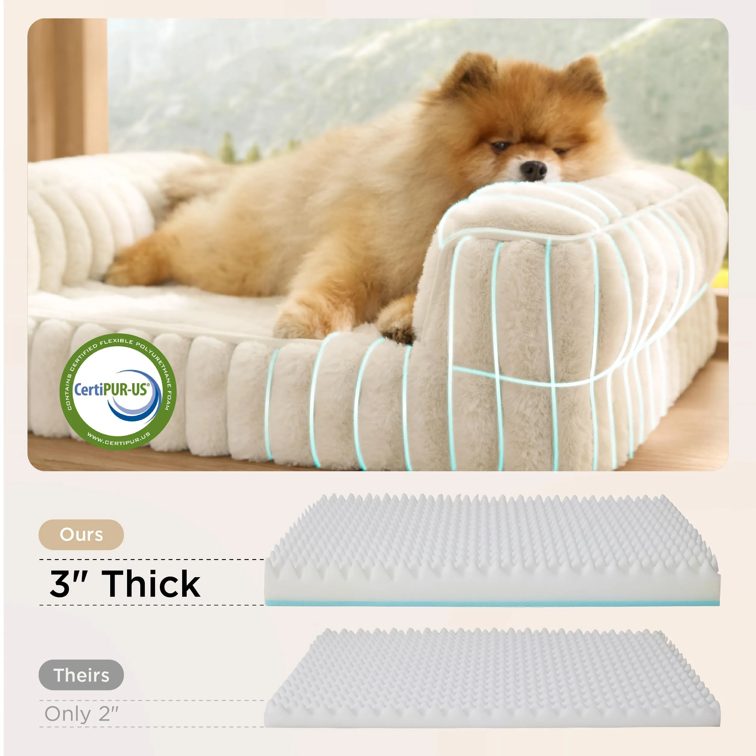 Bedsure ComfyFleece Letto ortopedico per cani in memory foam, XL, Avorio - immagine 4