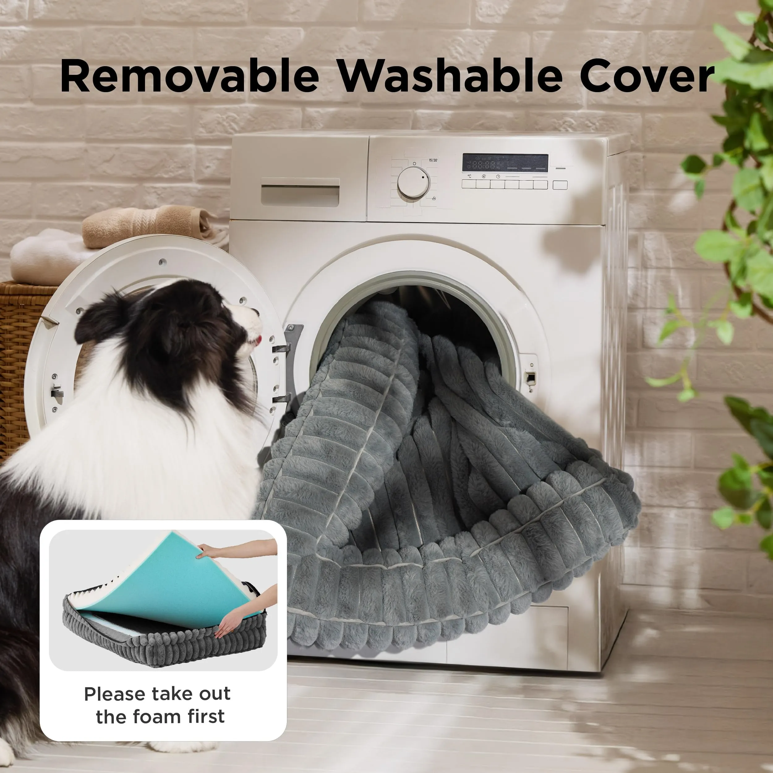 Bedsure ComfyFleece Letto ortopedico per cani in memory foam, XL, Avorio - immagine 8