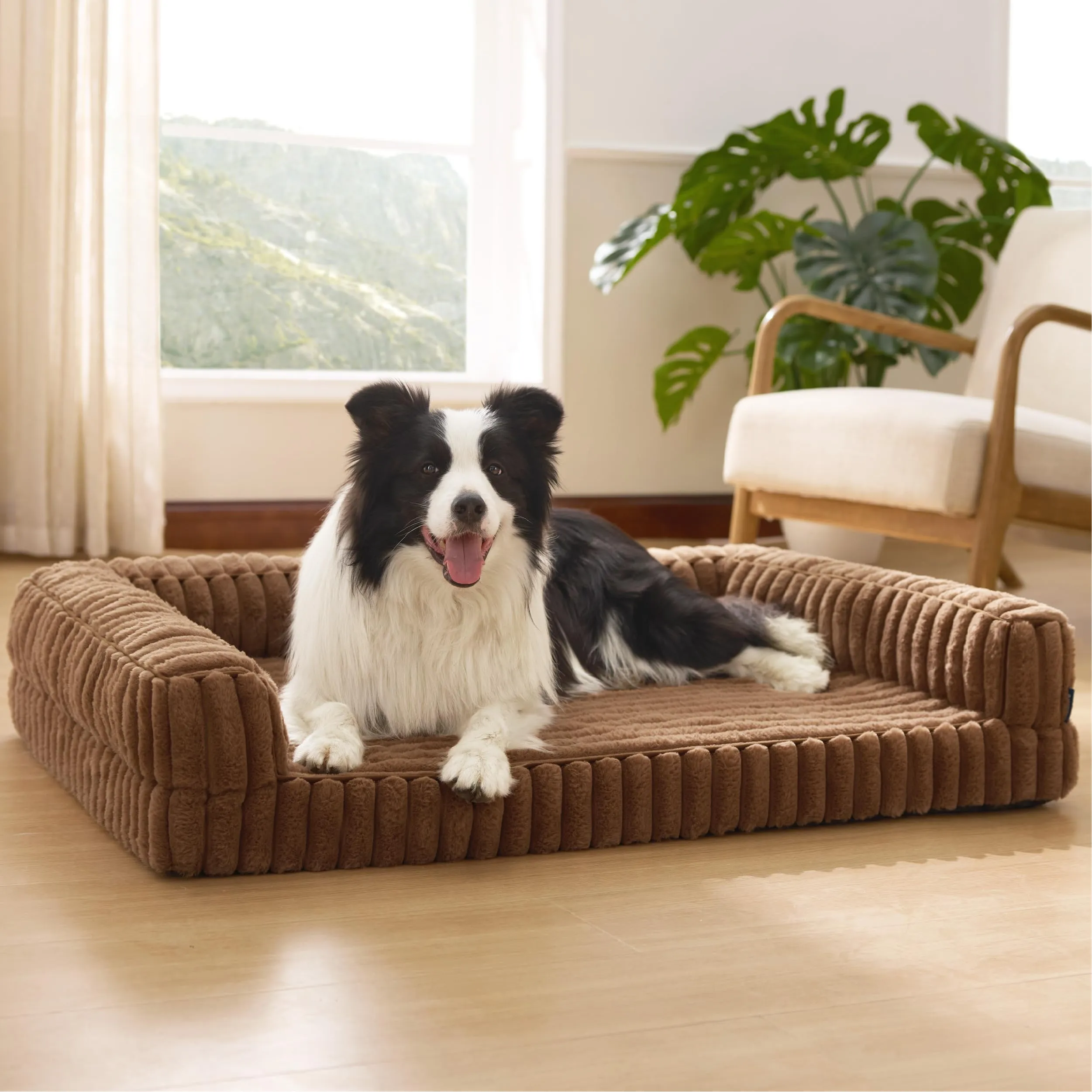 Bedsure Cuccia Ortopedica per Cani, 89x64cm, Marrone cammello - immagine 1