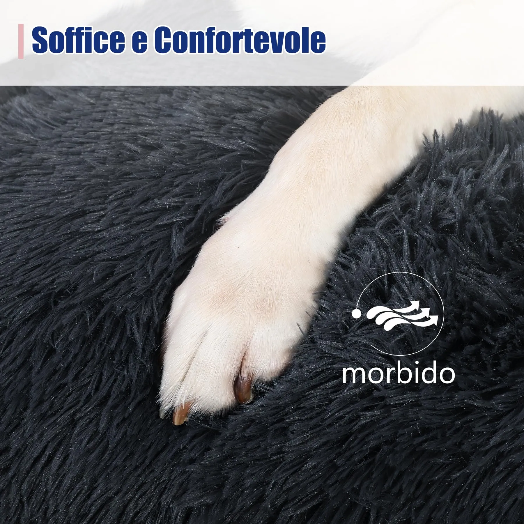 KSIIA Cuccia per cani in peluche, lavabile, 111 x 81 cm, fondo antiscivolo, grigio ombra - immagine 3