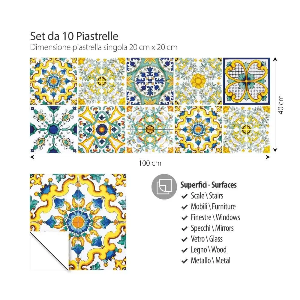 RE-COVERTILES Adesivi Piastrelle in PVC per Cucina e Bagno, 10 Pezzi 20x20 cm, PS00078 - immagine 5