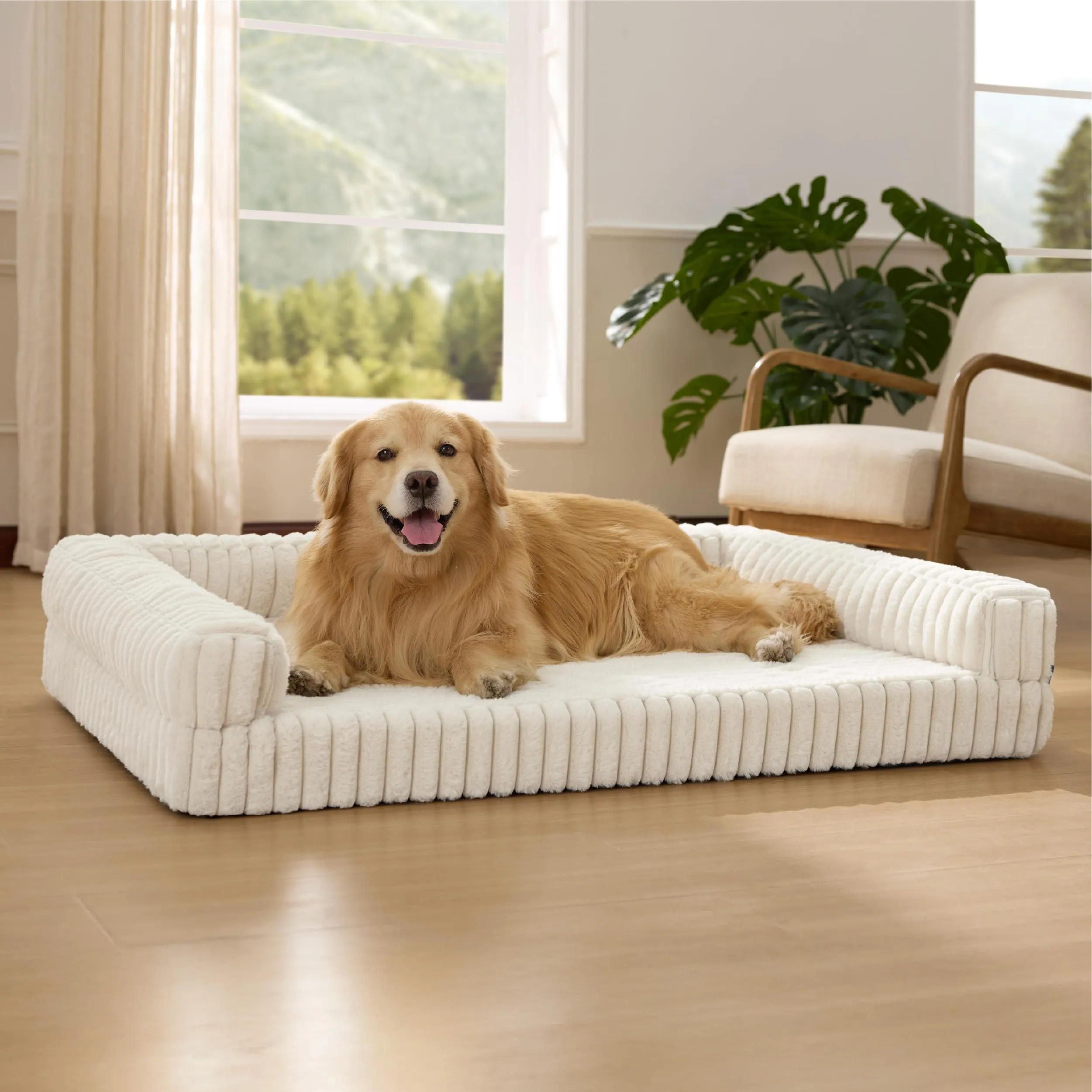 Bedsure Cuccia Ortopedica Lavabile per Cani, 122x89cm, Crema - immagine 1