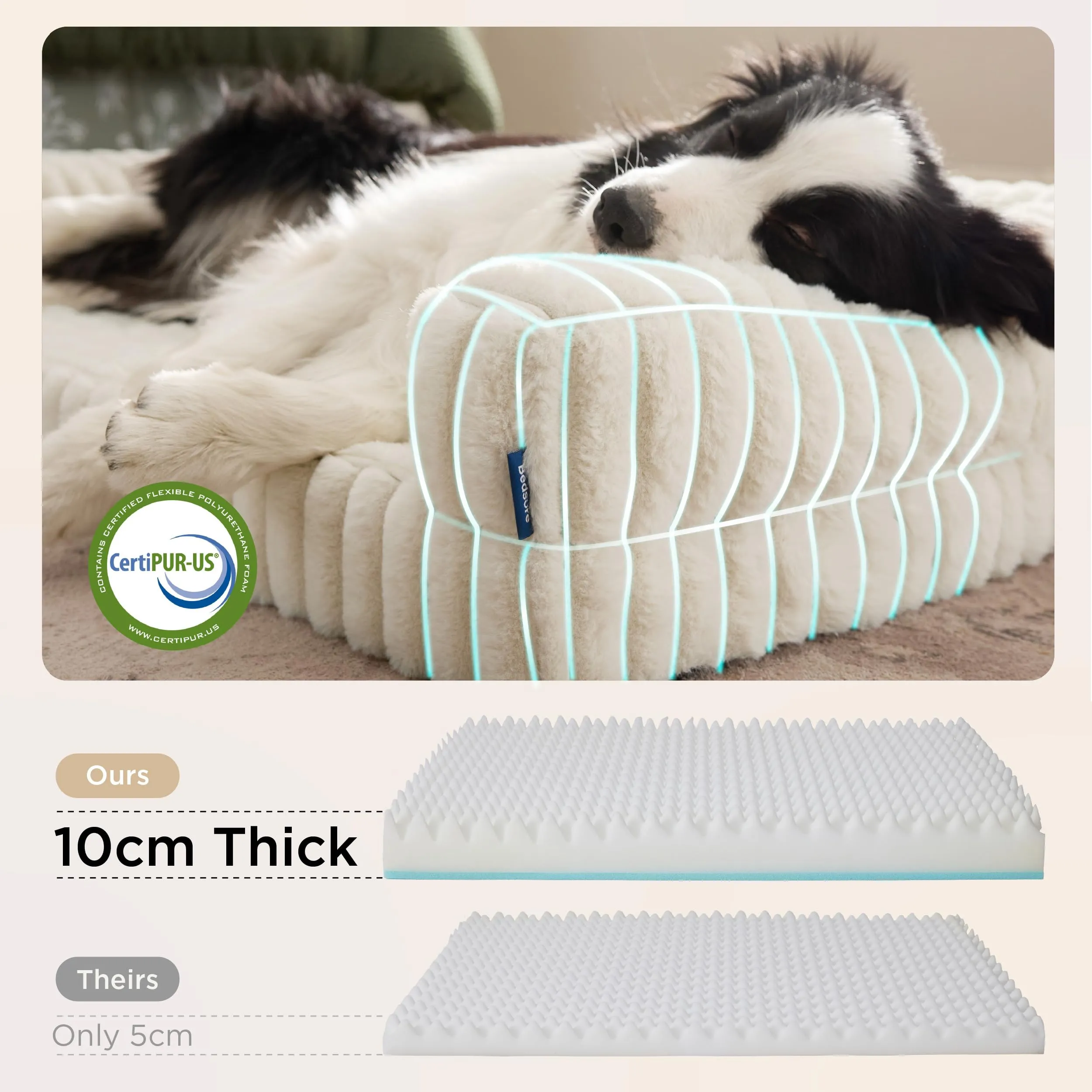 Bedsure Cuccia Ortopedica Lavabile per Cani, 122x89cm, Crema - immagine 3