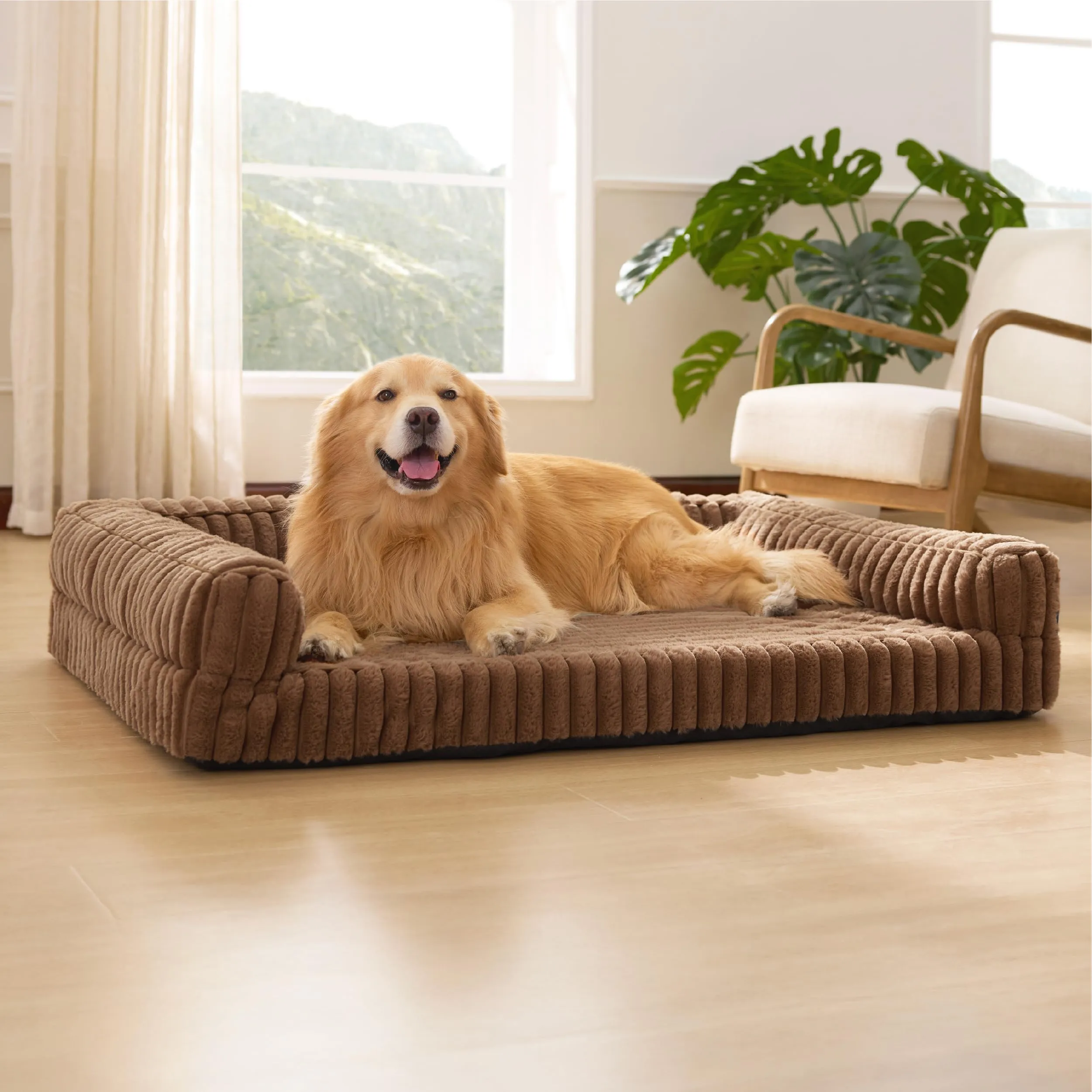 Bedsure Cuccia Ortopedica per Cani, 122x89cm, Marrone cammello - immagine 1