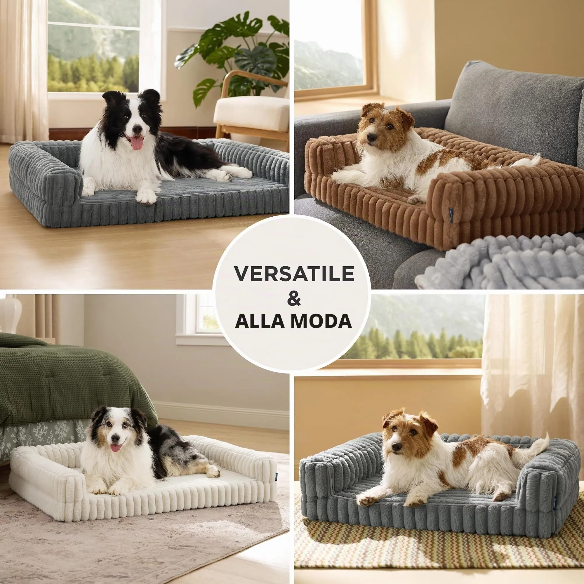 Bedsure Cuccia Ortopedica Lavabile per Cani, 122x89cm, Grigio caldo - immagine 5