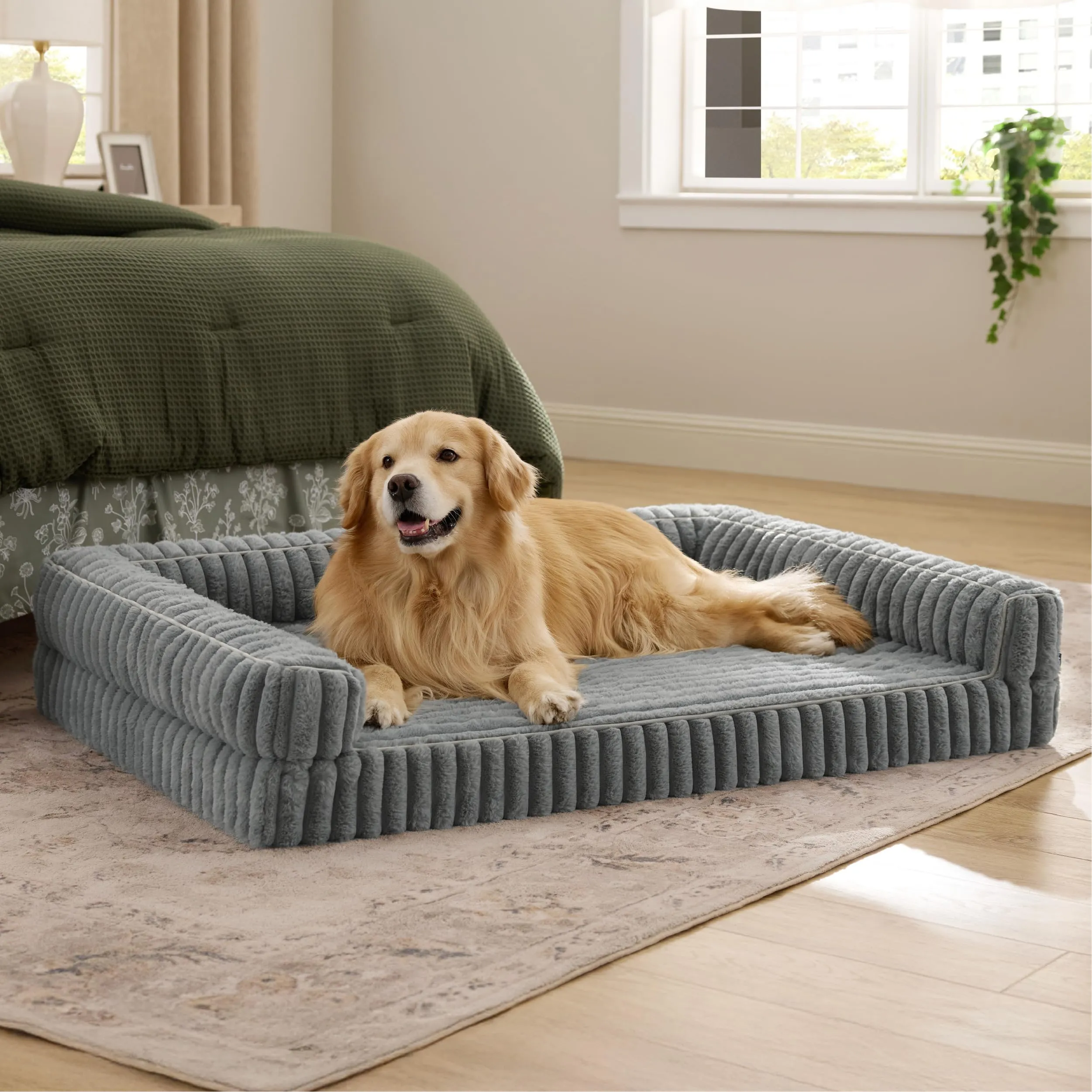 Bedsure Cuccia Ortopedica Lavabile per Cani, 122x89cm, Grigio caldo - immagine 8