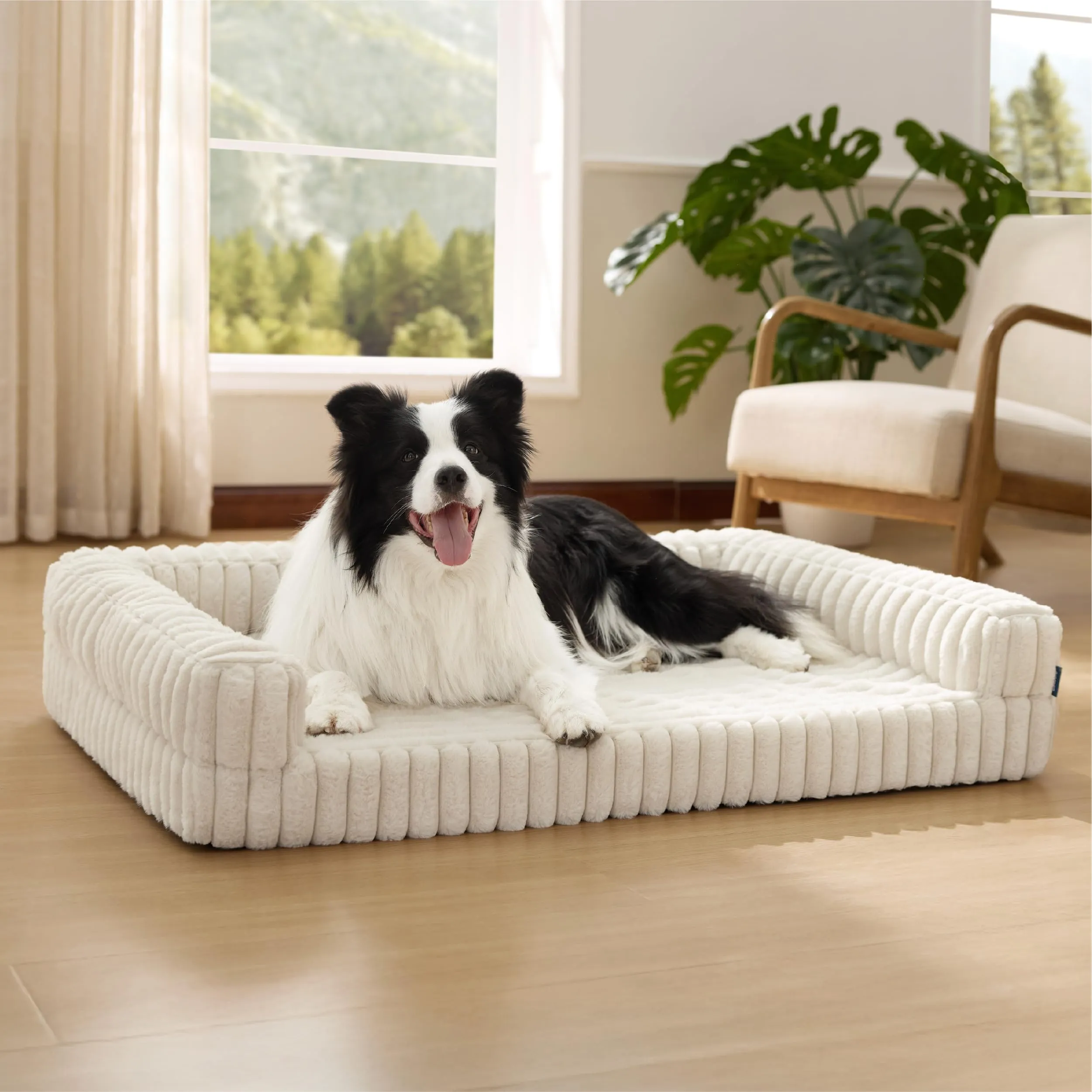 Bedsure Cuccia Ortopedica Lavabile per Cani, 89x64cm, Crema - immagine 1