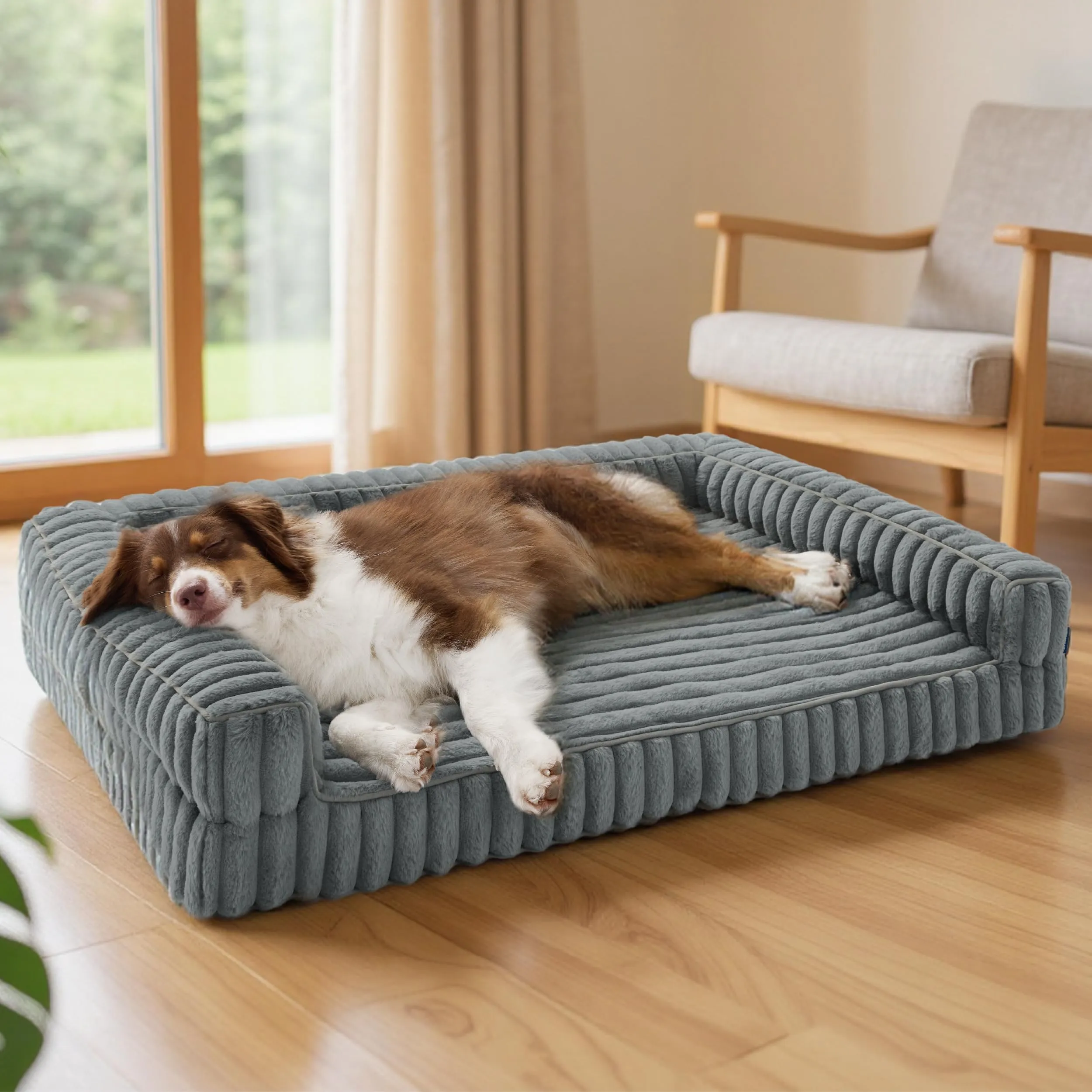 Bedsure Cuccia Ortopedica Lavabile per Cani, 89x64cm, Grigio caldo - immagine 1