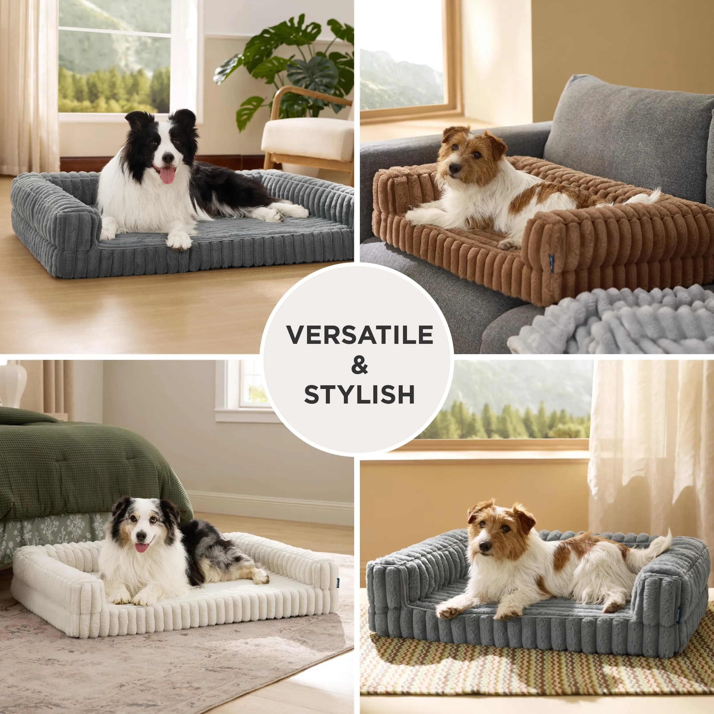 Bedsure Cuccia Ortopedica Lavabile per Cani, 89x64cm, Grigio caldo - immagine 5