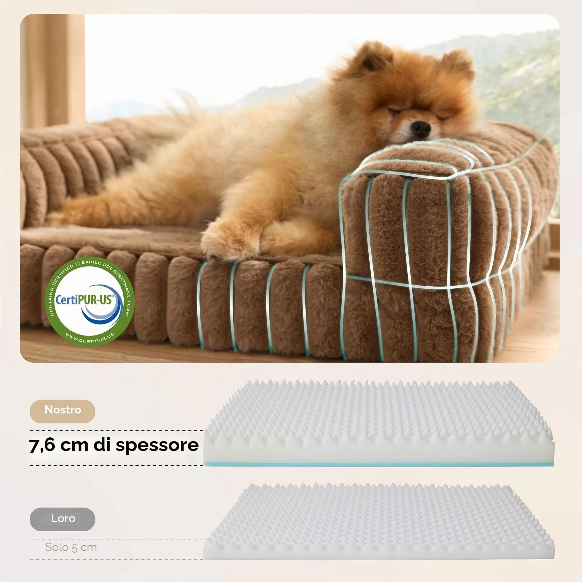 Bedsure Cuccia Ortopedica per Cani, 76x51cm, Marrone cammello - immagine 3