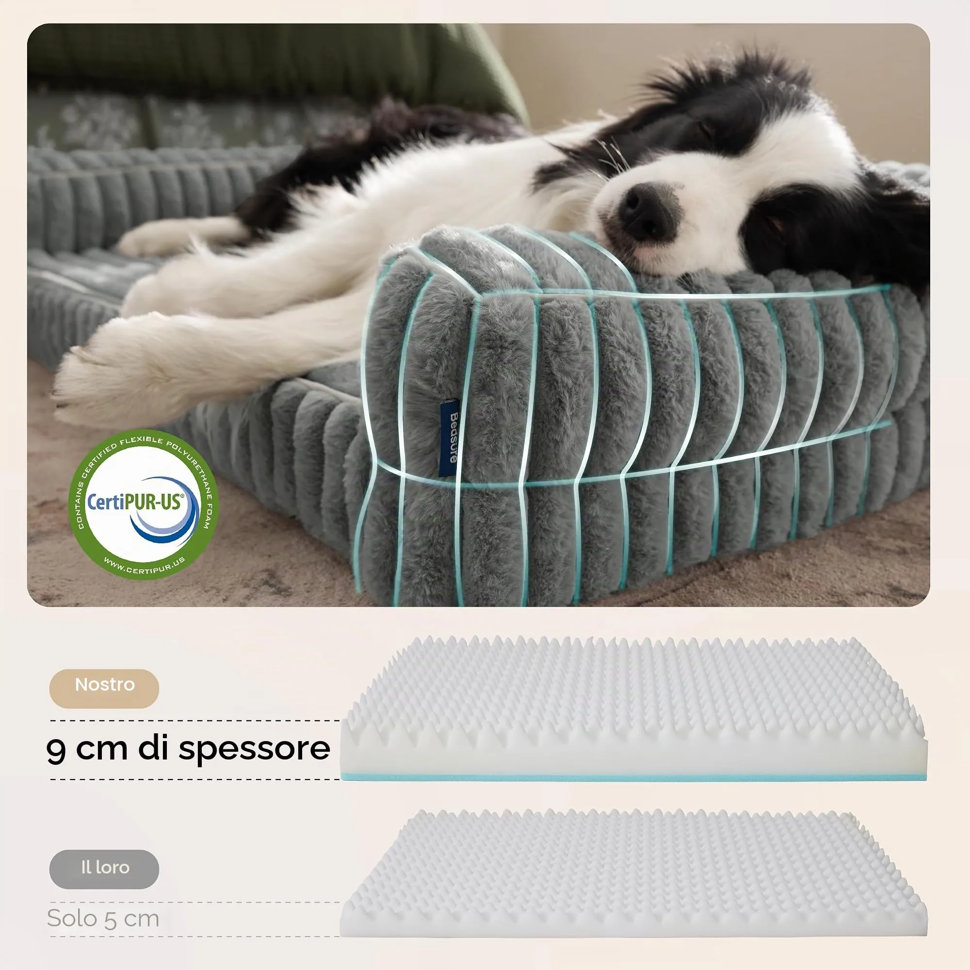 Bedsure Cuccia Ortopedica Lavabile per Cani Grande, 114x81cm, Grigio caldo - immagine 4