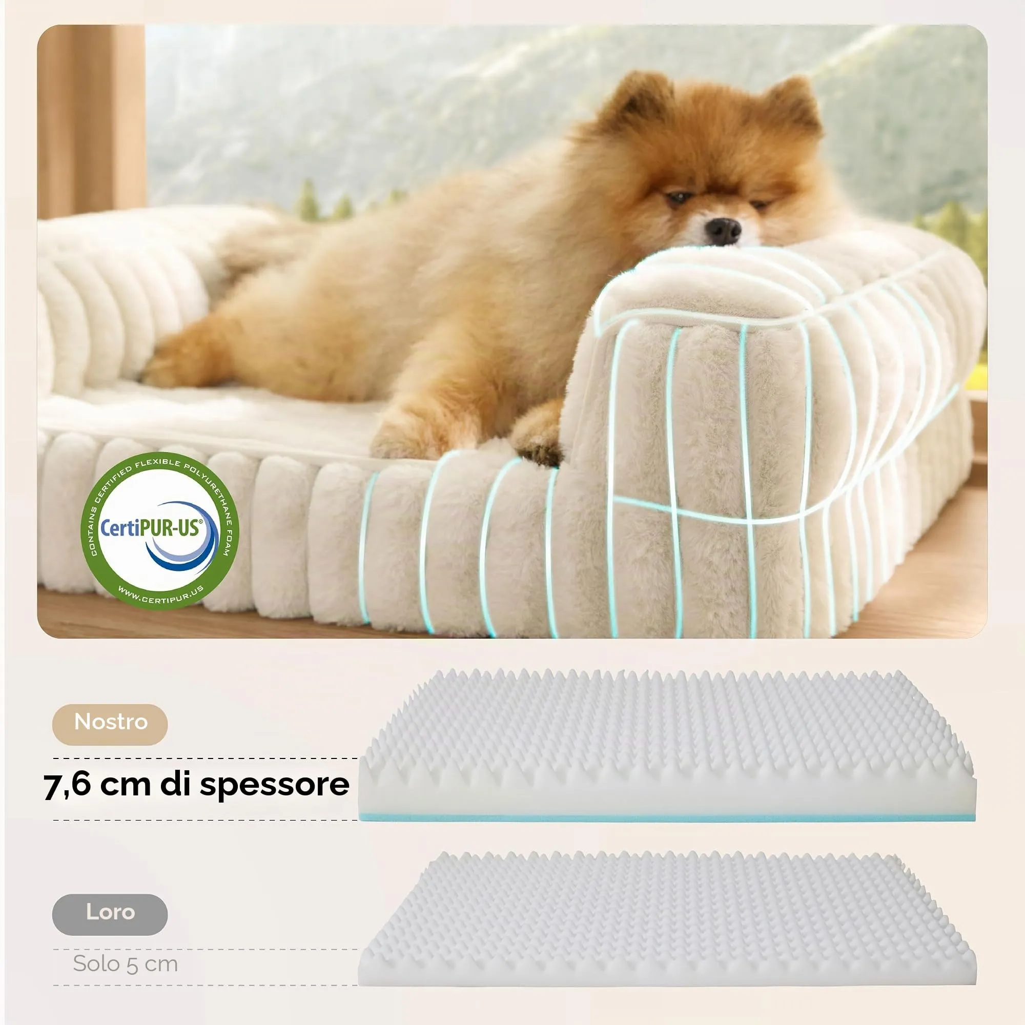 Bedsure Cuccia Ortopedica Lavabile per Cani, 76x51cm, Crema - immagine 3