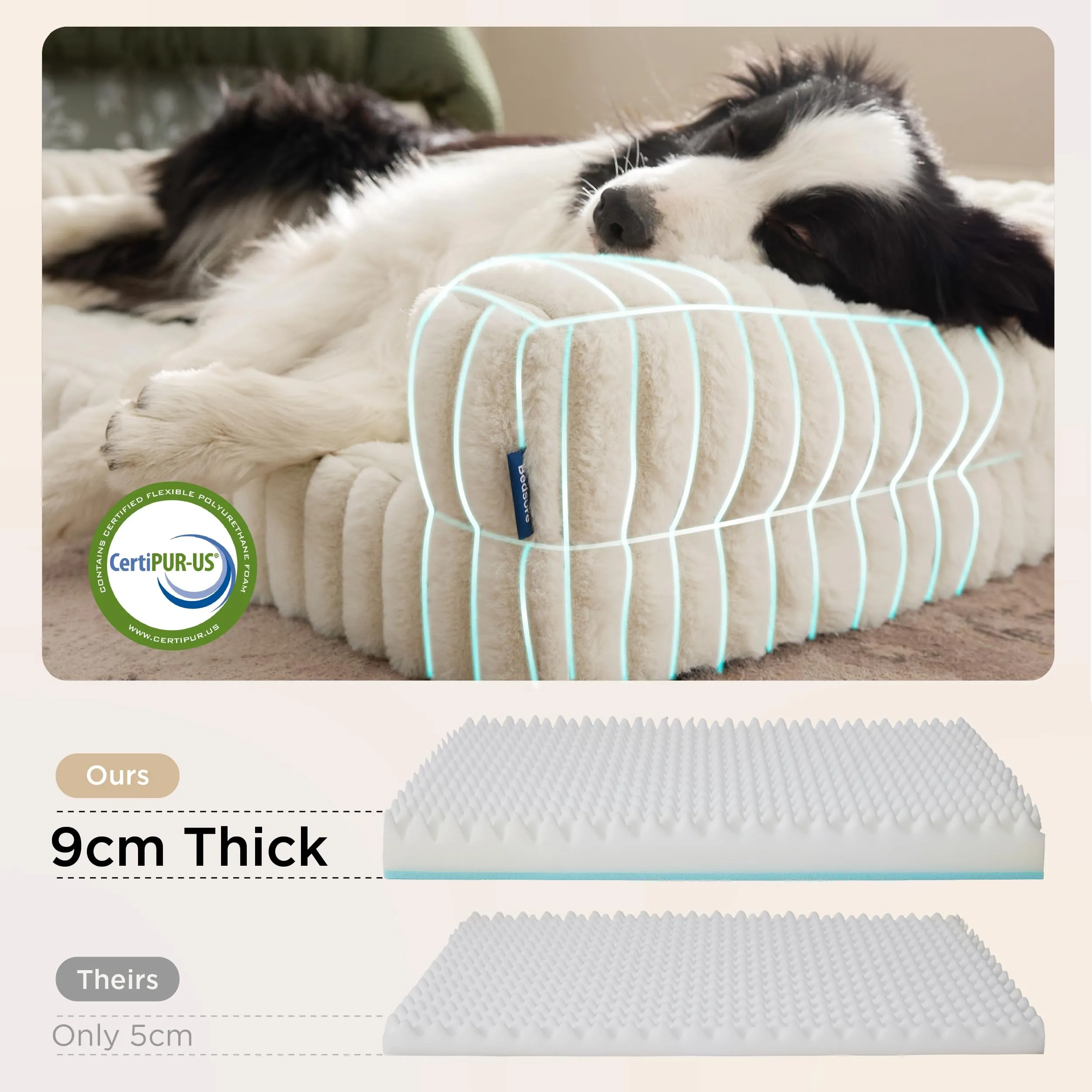 Bedsure Cuccia Ortopedica Lavabile per Cani, 106x76cm, Crema - immagine 3