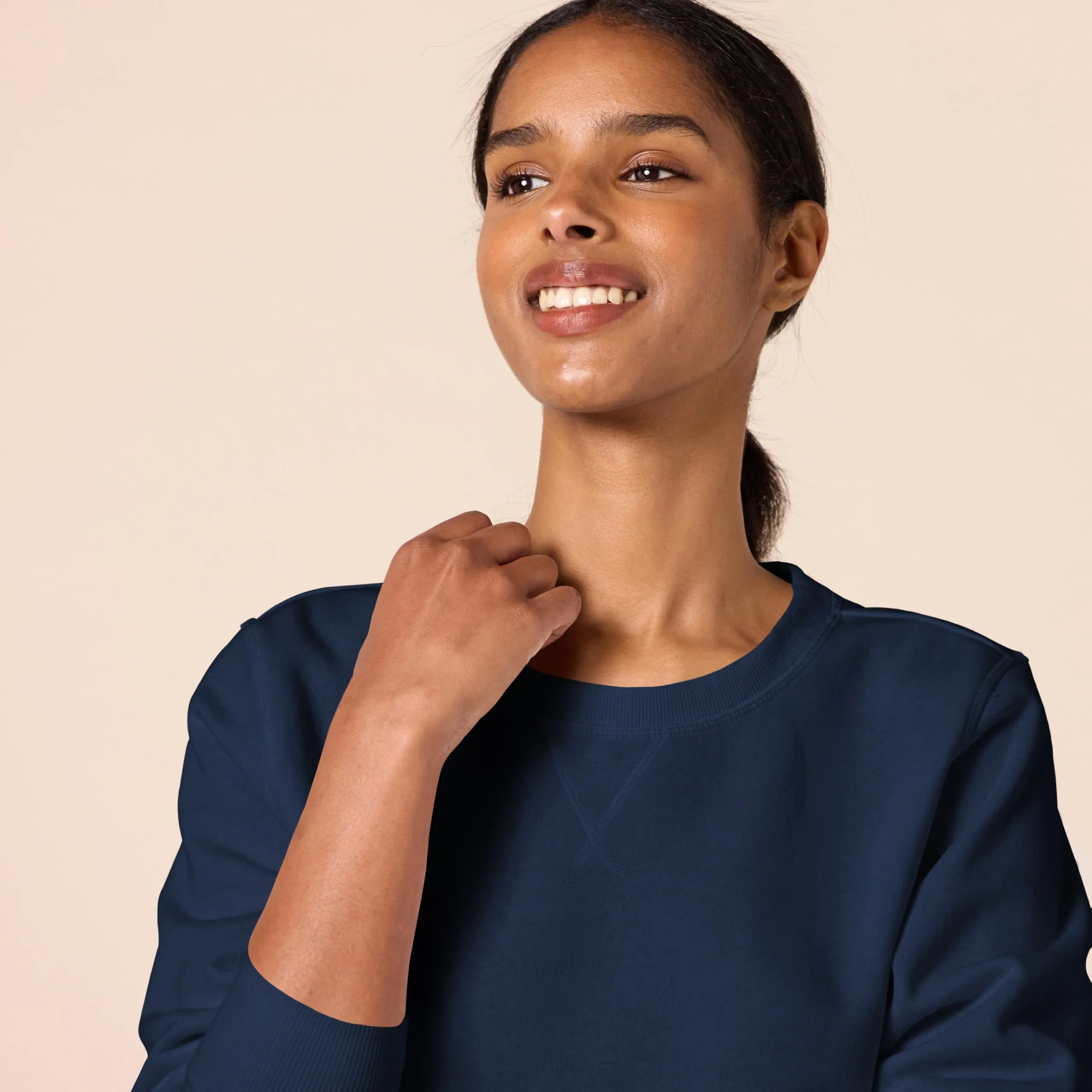 Amazon Essentials Felpa girocollo da donna in pile di spugna francese, Blu Navy, S - immagine 4
