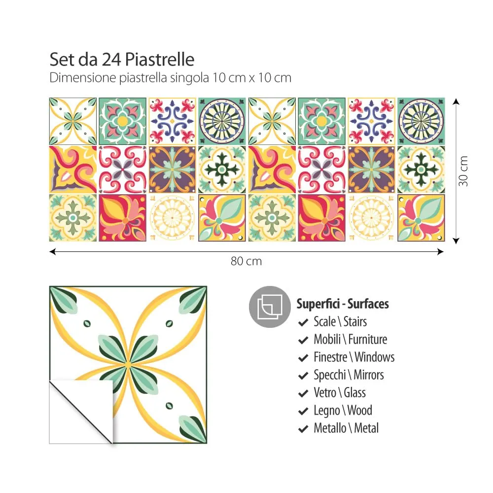 RE-COVERTILES Adesivi Piastrelle in PVC per Cucina e Bagno, 24 Pz 10x10 cm, PS00049 - immagine 3