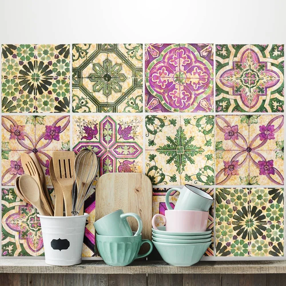 RE-COVERTILES Adesivi Piastrelle in PVC per Cucina e Bagno, 24 Pezzi 10x10 cm, PS00061 - immagine 4
