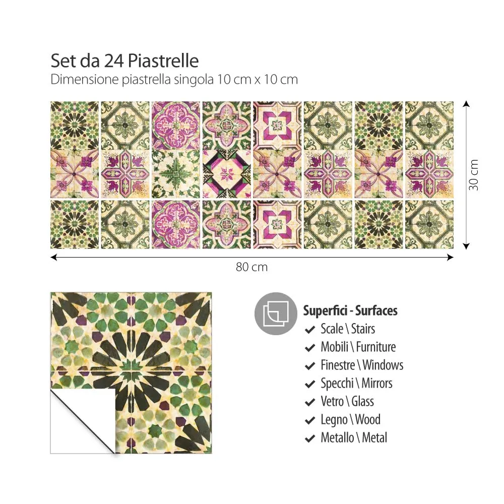 RE-COVERTILES Adesivi Piastrelle in PVC per Cucina e Bagno, 24 Pezzi 10x10 cm, PS00061 - immagine 6