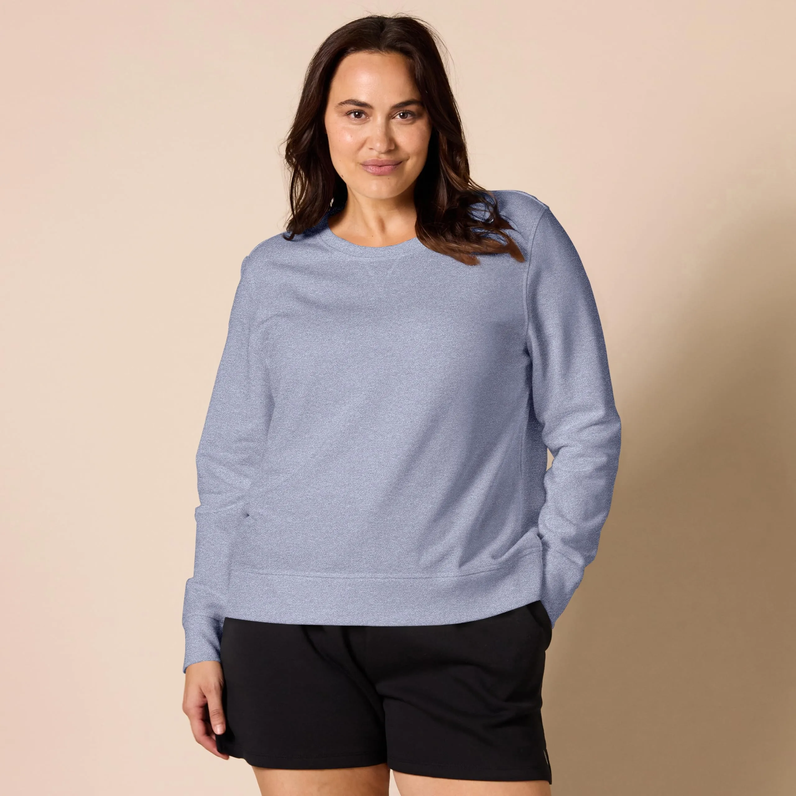 Amazon Essentials Felpa girocollo da donna in pile di spugna francese, Blu Indaco, S - immagine 6