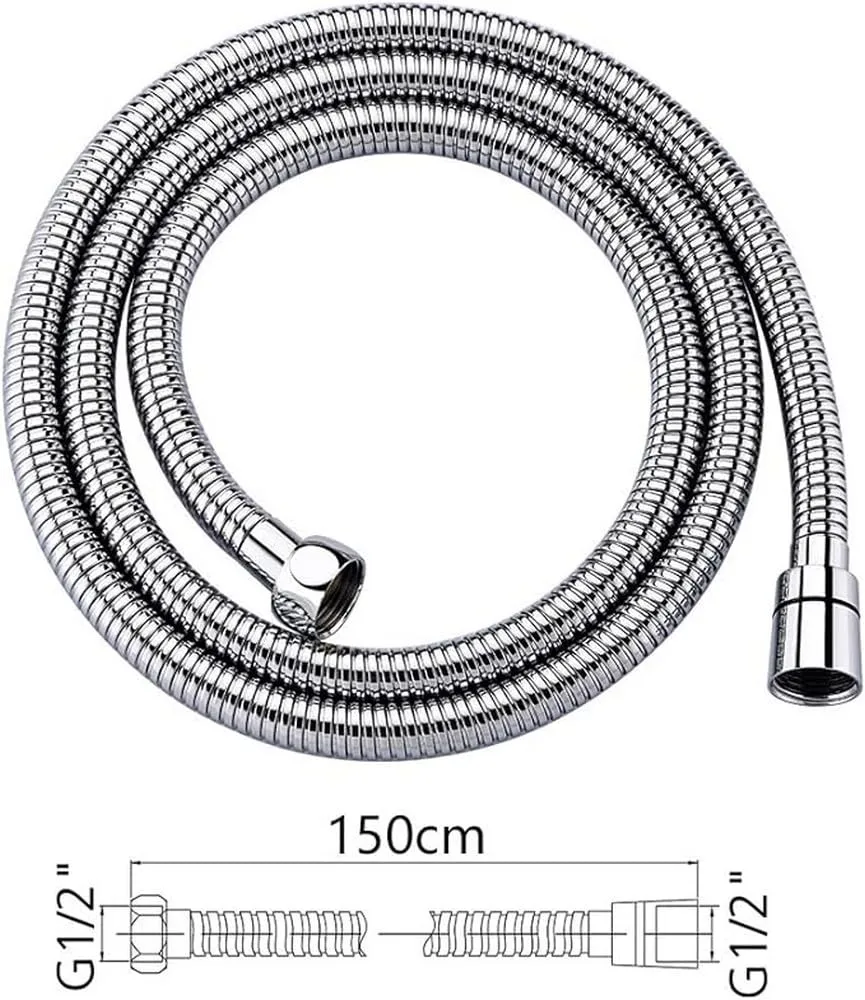Grifema G851 Flessibile Doccia in Acciaio Inossidabile, G1/2 pollici, 150 cm, Argento/Cromo - immagine 2